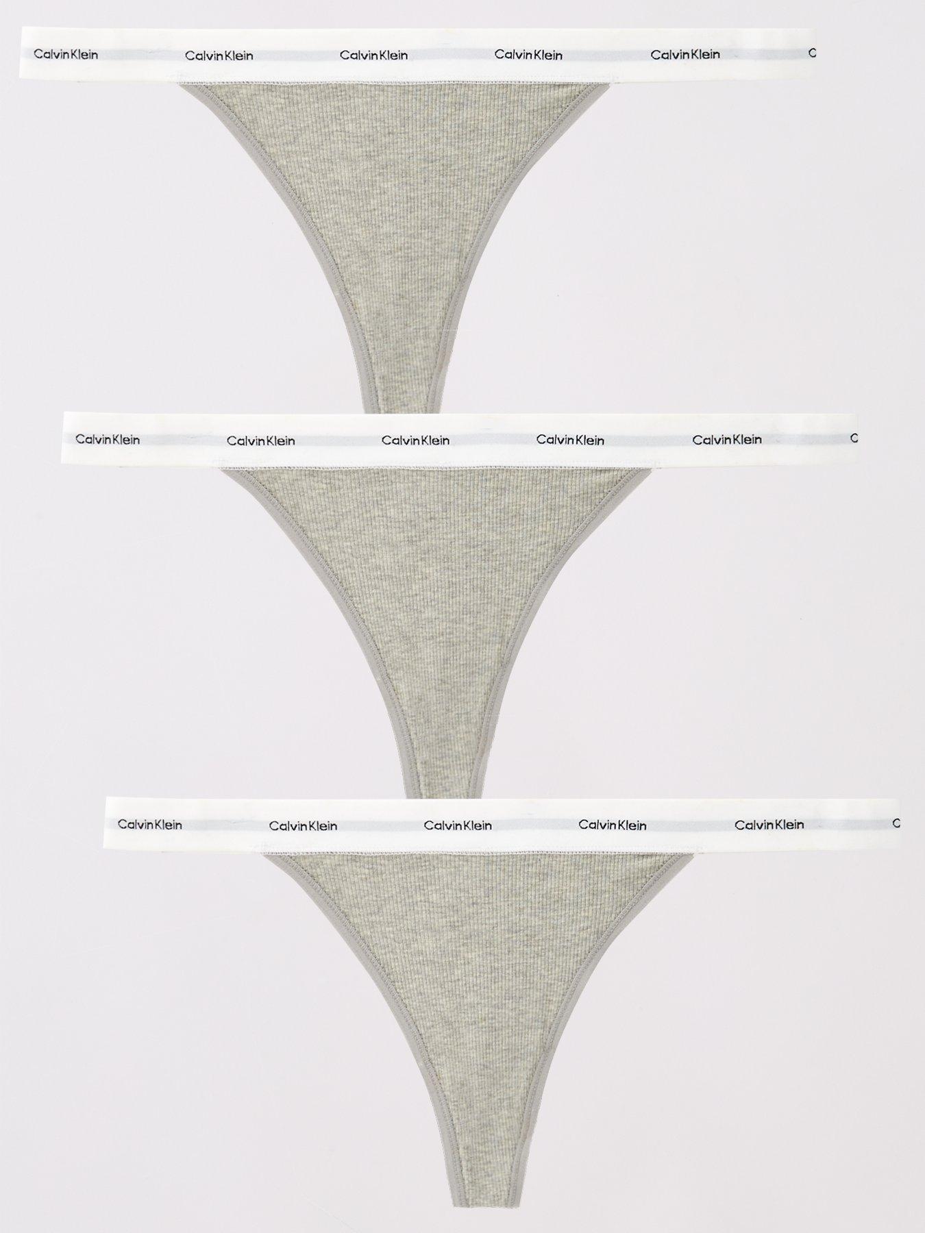 Image 1 of 5 of Calvin Klein 3 Pack Stretch Thong - Grey