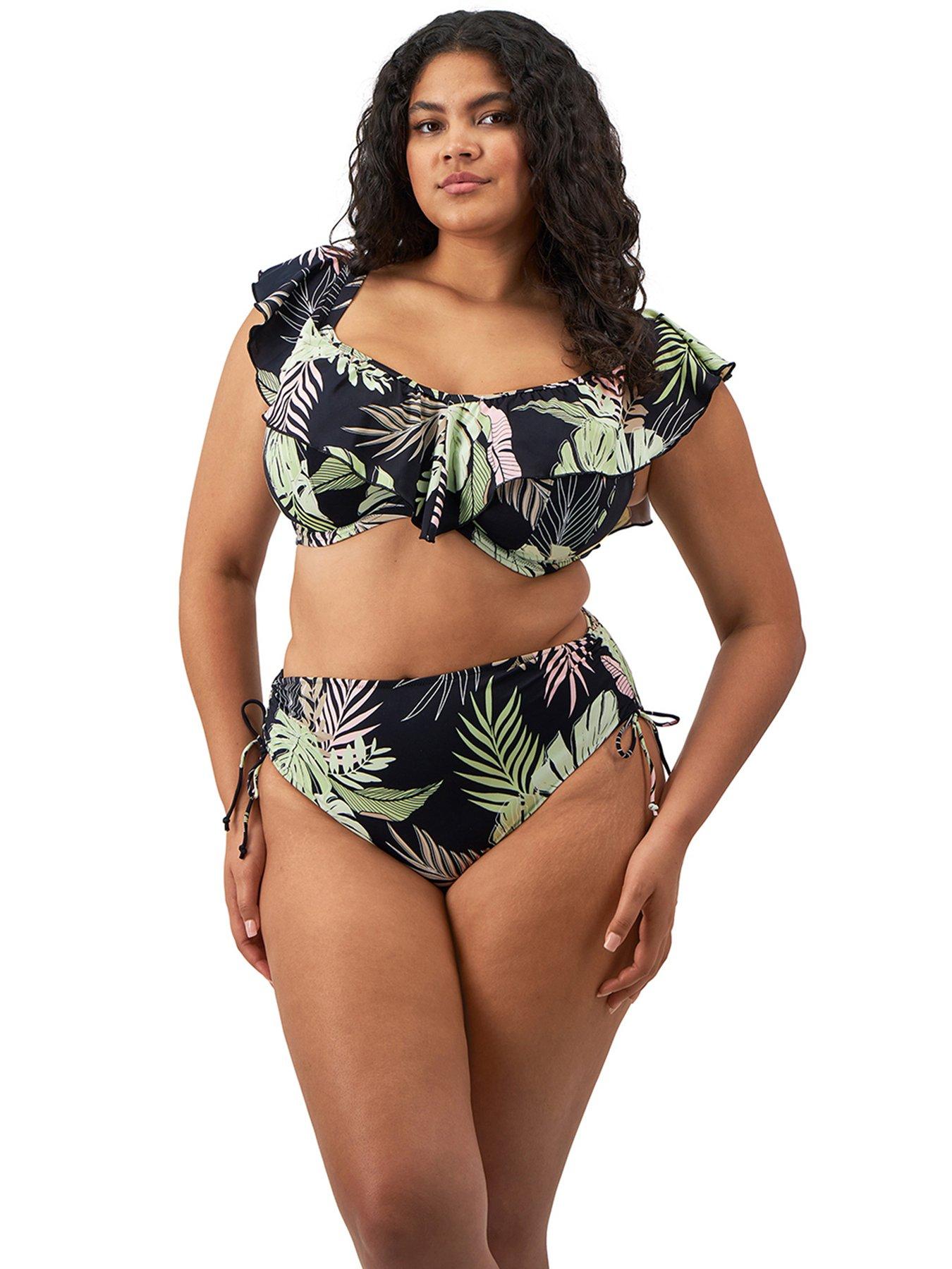 undefined Tropical Retreat Adjustable Bikini Brief - Black