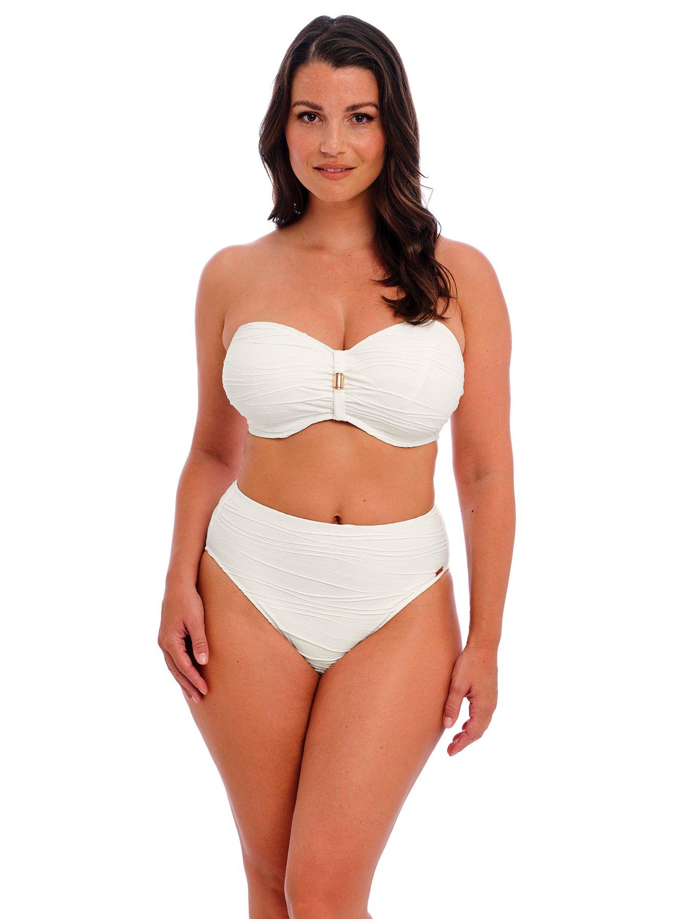 undefined Beach Waves Underwired Bandeau Bikini Top - White