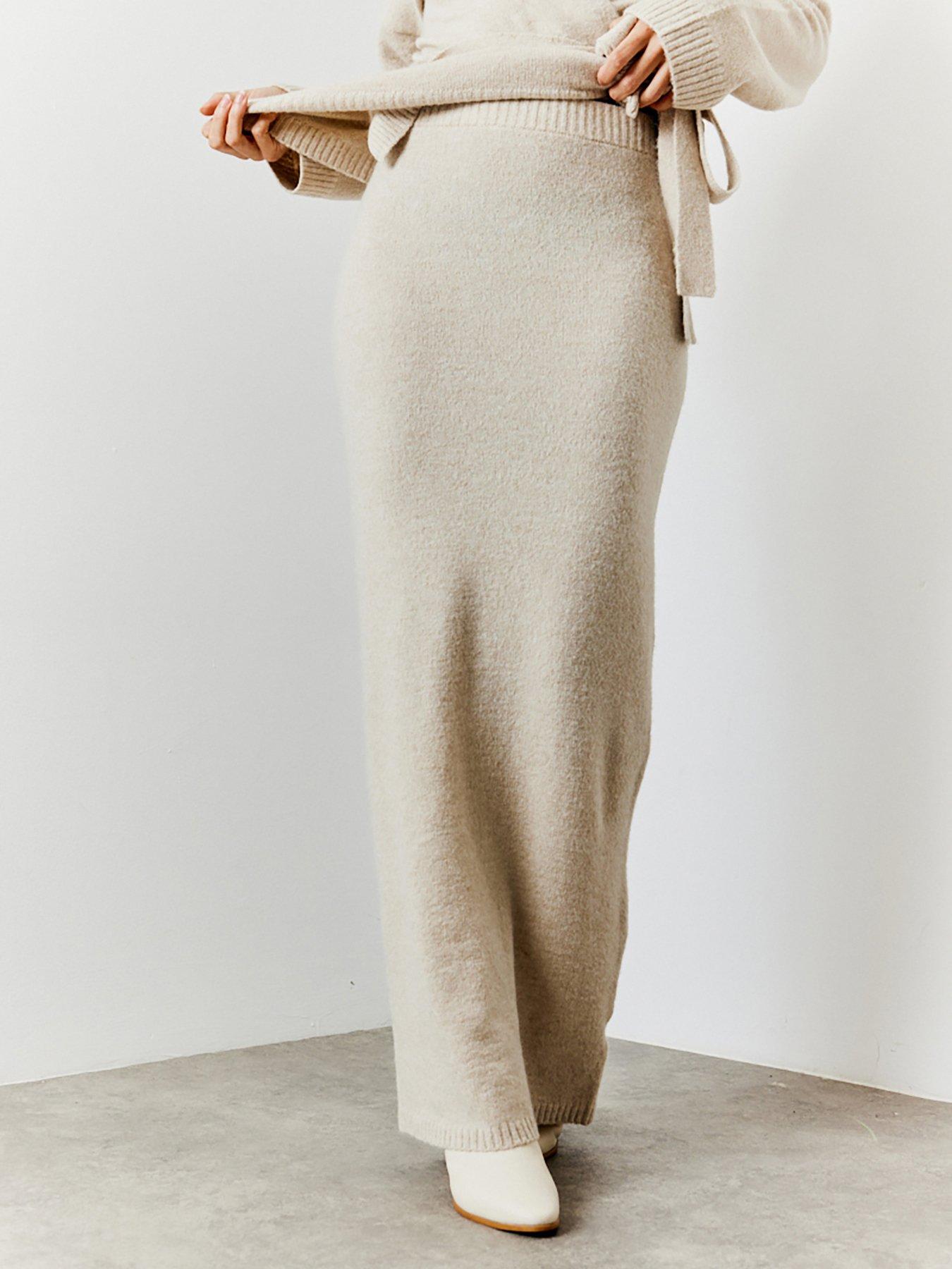 Co Ord Knitted Midi Skirt Two Piece Knit Skirt Jumper And Midi