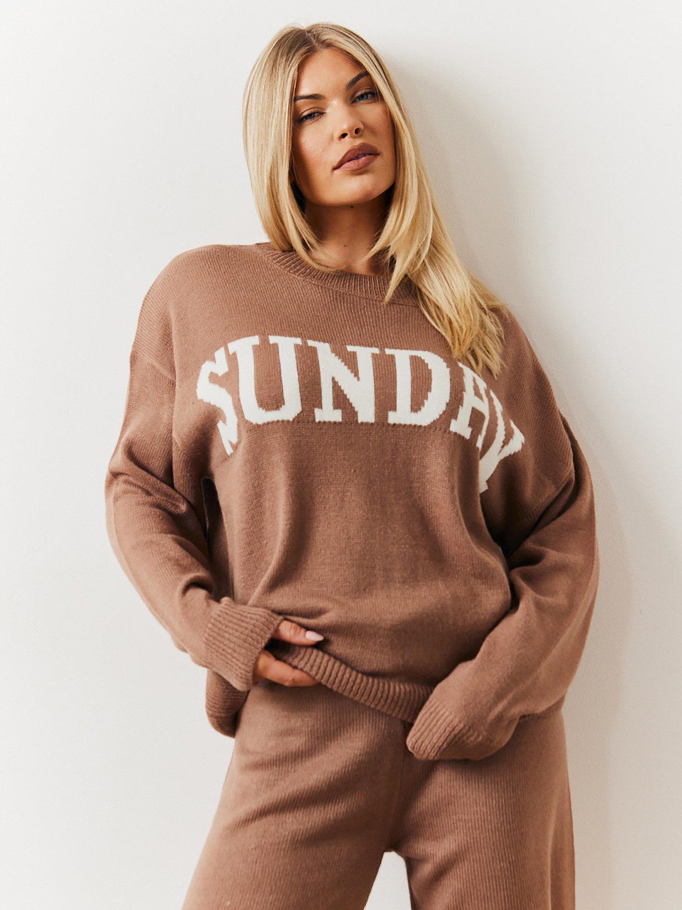 undefined Sunday Knitted Co-Ord Jumper - Mocha