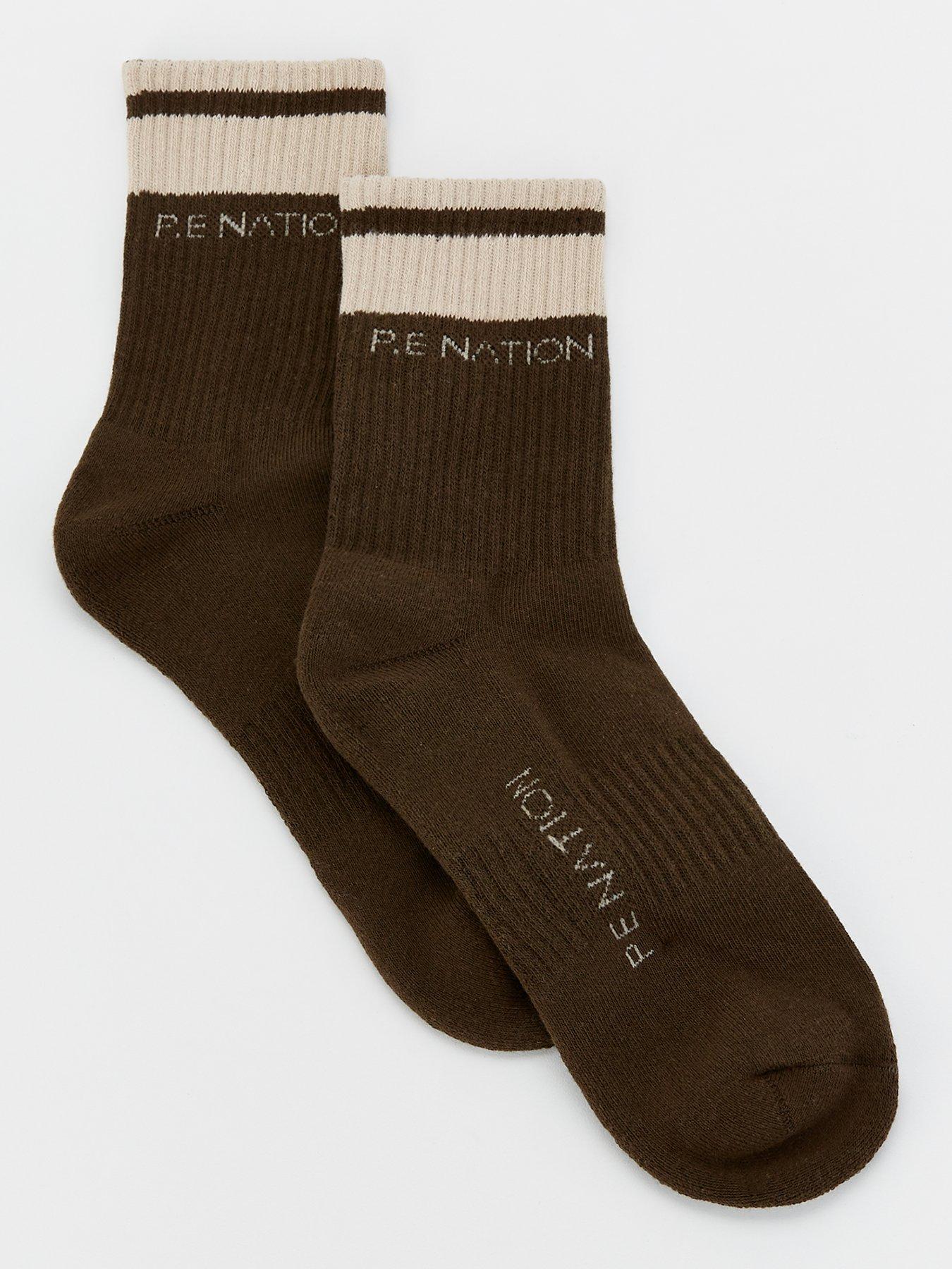 Image 2 of 4 of P.E Nation Womens Training Homage Socks - Khaki