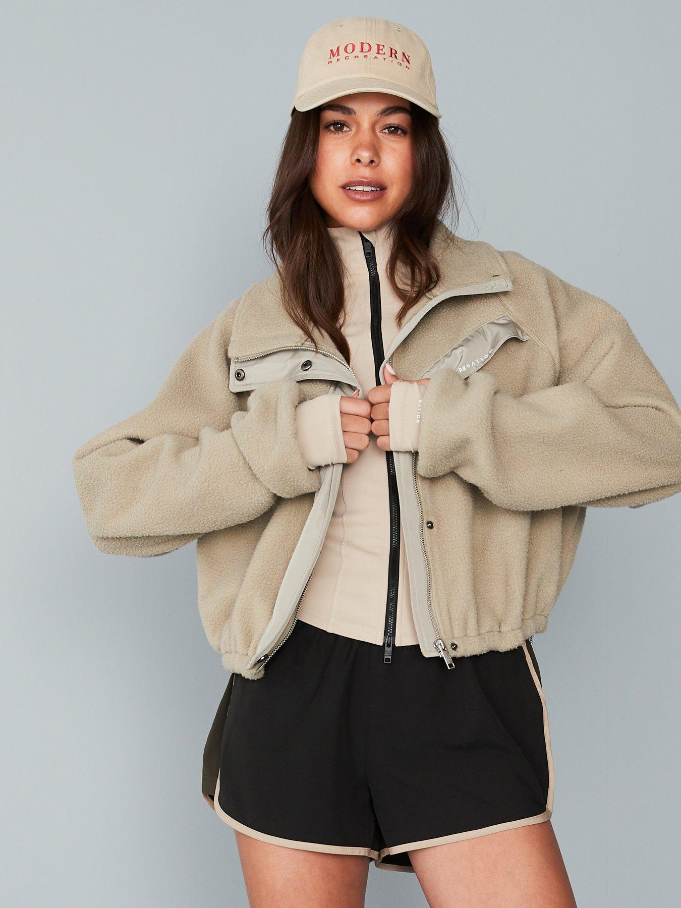 Image 1 of 6 of P.E Nation Womens Training Shelter Sherpa Jacket - Beige