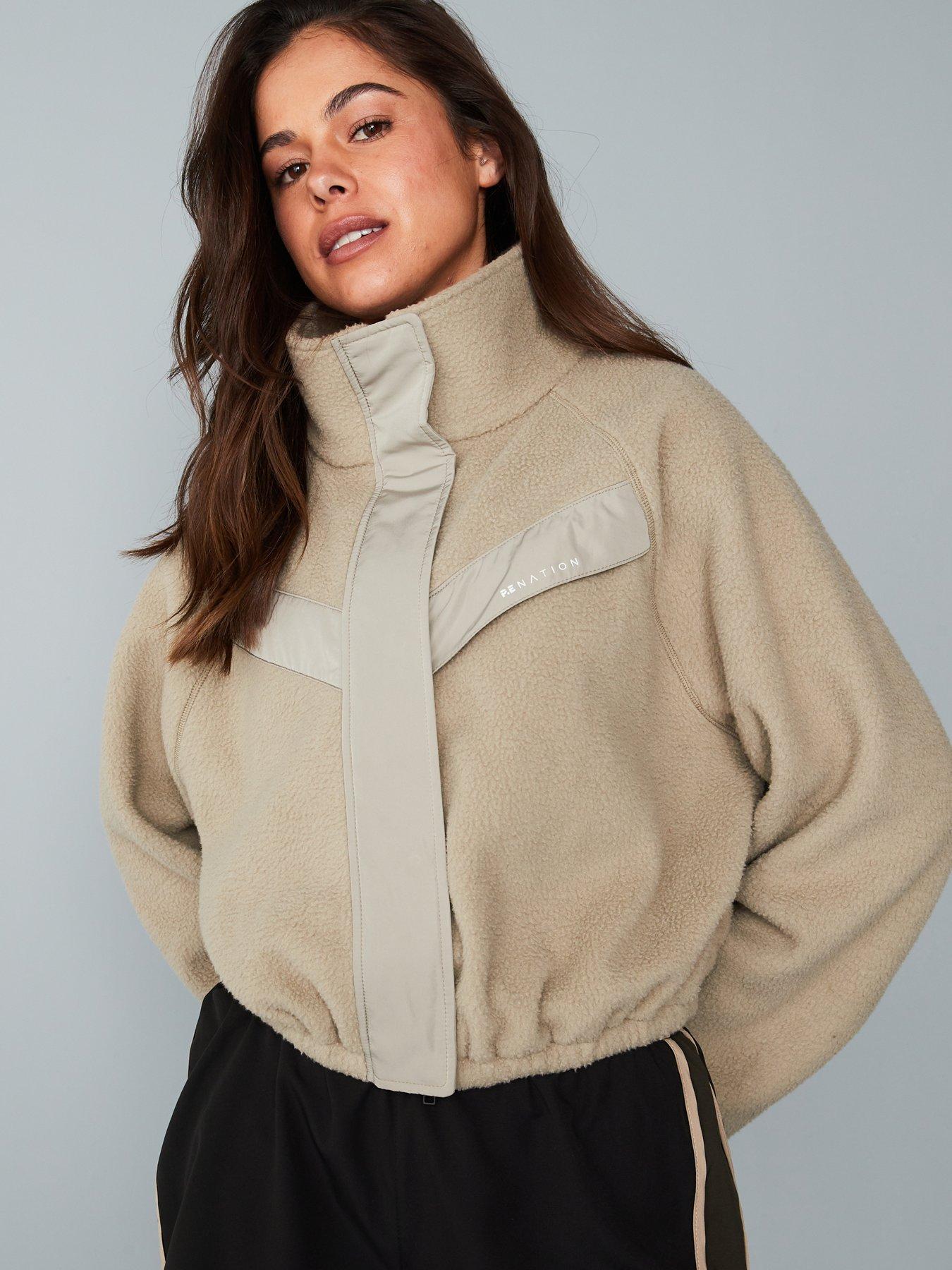 Image 4 of 6 of P.E Nation Womens Training Shelter Sherpa Jacket - Beige