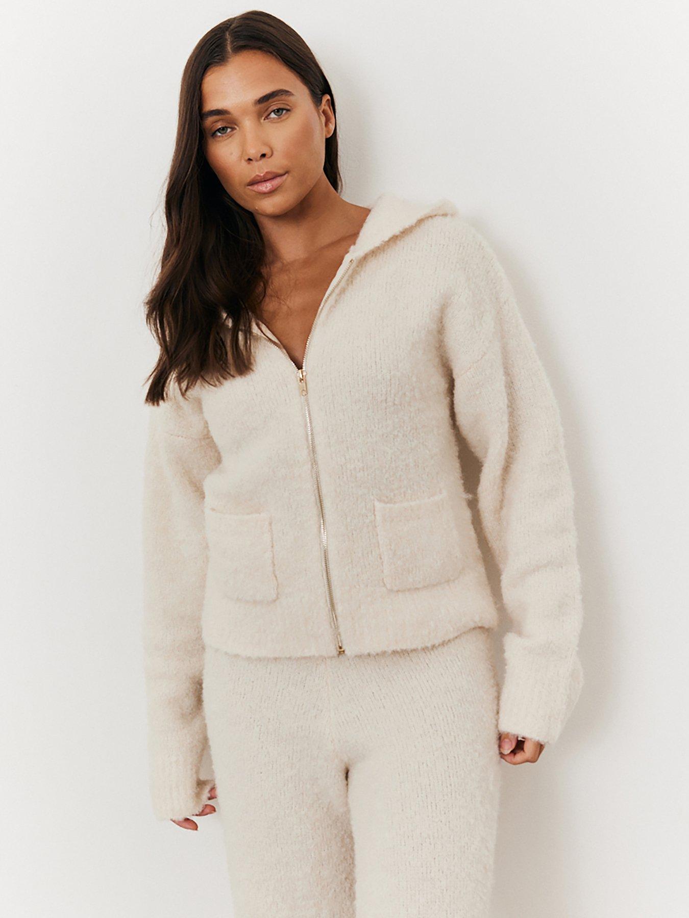 Fluffy zip up jacket clearance