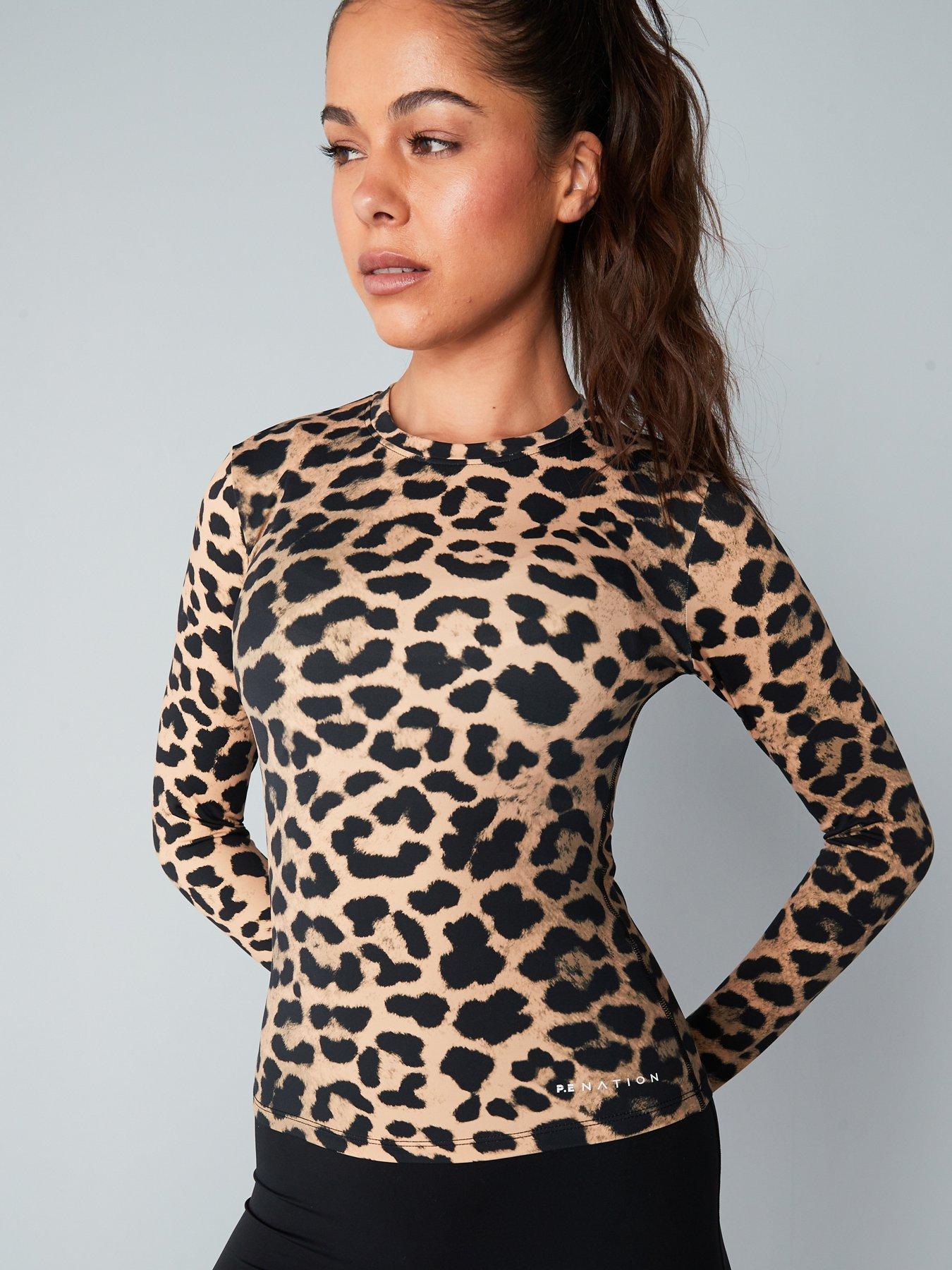 Image 6 of 6 of P.E Nation Womens Training Foundation Long Sleeve Top - Leopard Print