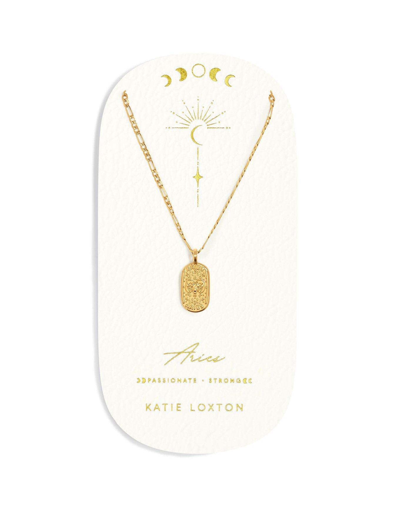 Product photograph of Katie Loxton Waterproof Gold Zodiac Necklace from very.co.uk