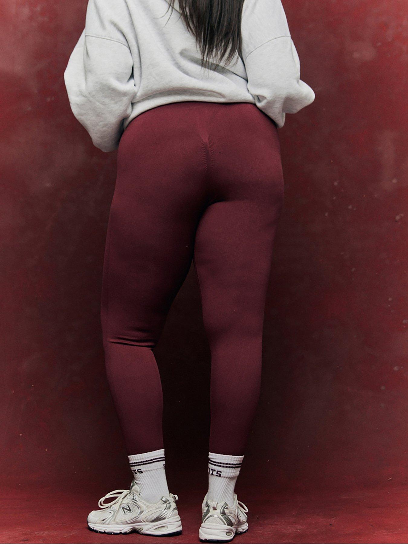 Seamless High Waisted Bum Scrunch Legging Burgundy Red
