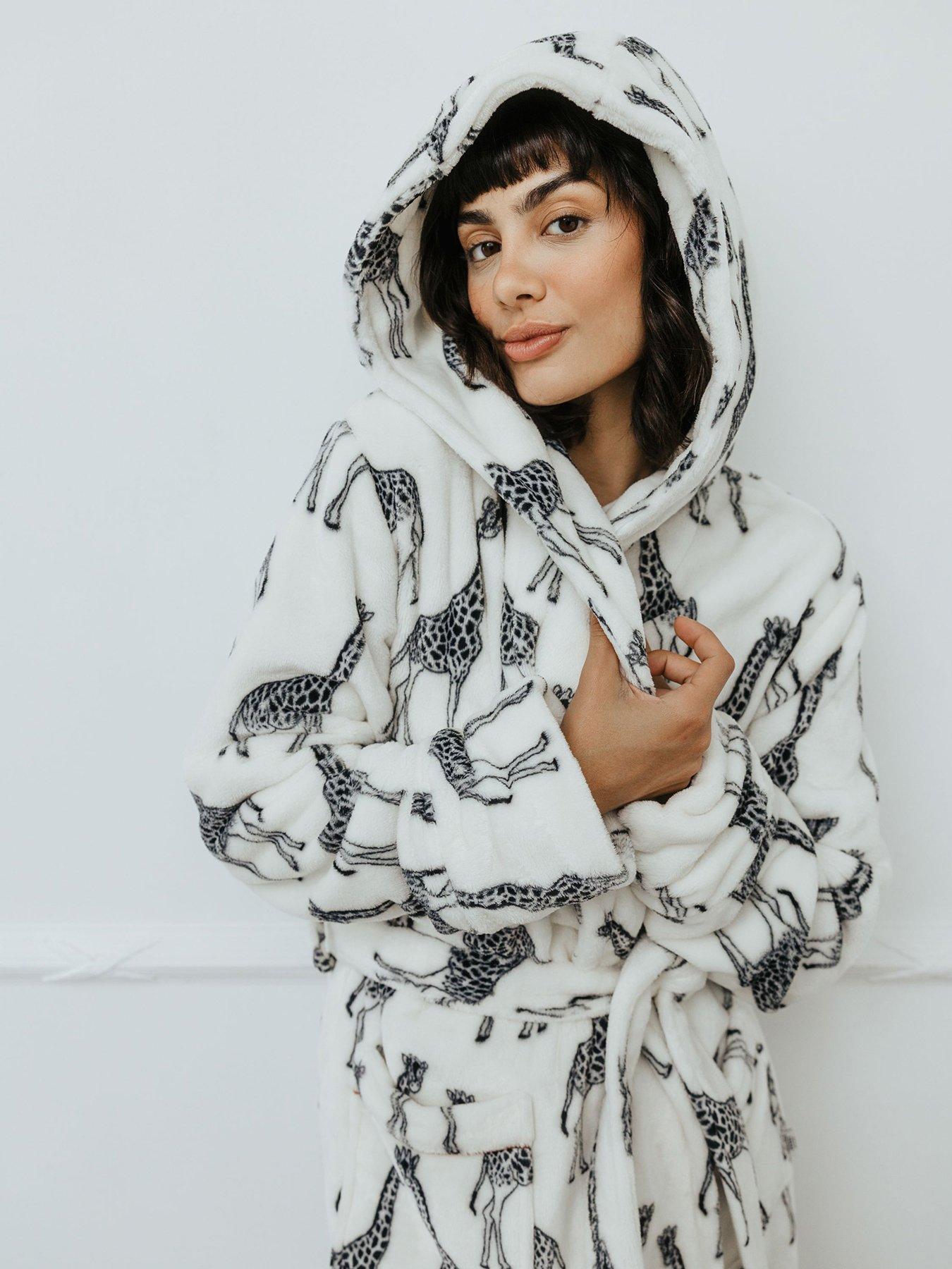 White hooded dressing gown womens hotsell