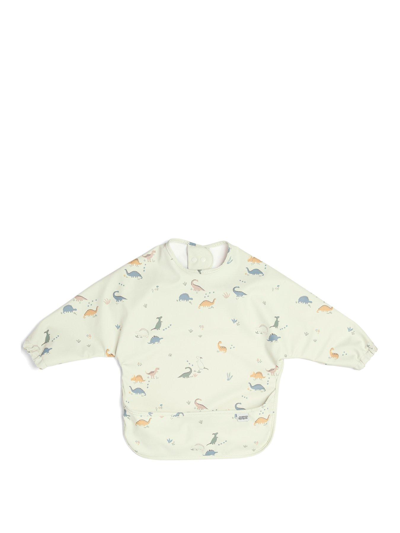 Image 3 of 6 of Mamas & Papas 2 Pack Long Sleeve Messy Bib - Dino Stripe