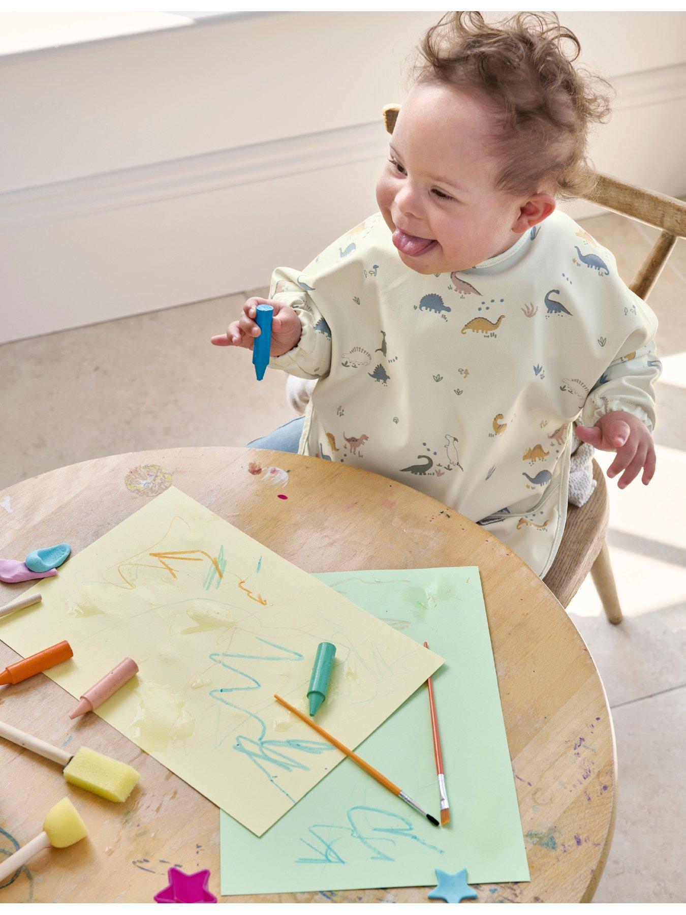 Image 6 of 6 of Mamas & Papas 2 Pack Long Sleeve Messy Bib - Dino Stripe