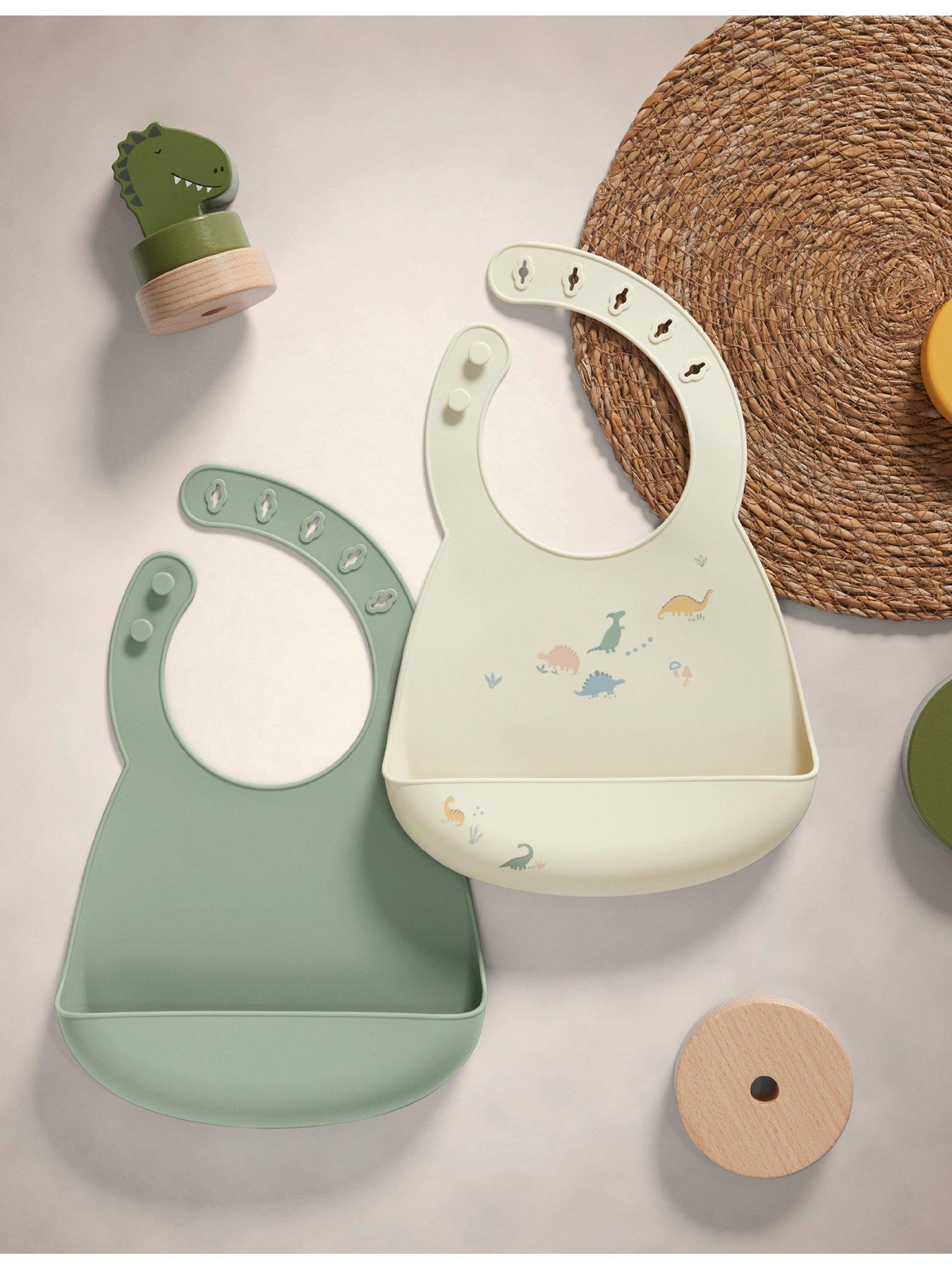 Mamas & Papas 2 Pack Silicone Bibs - Dino Teal