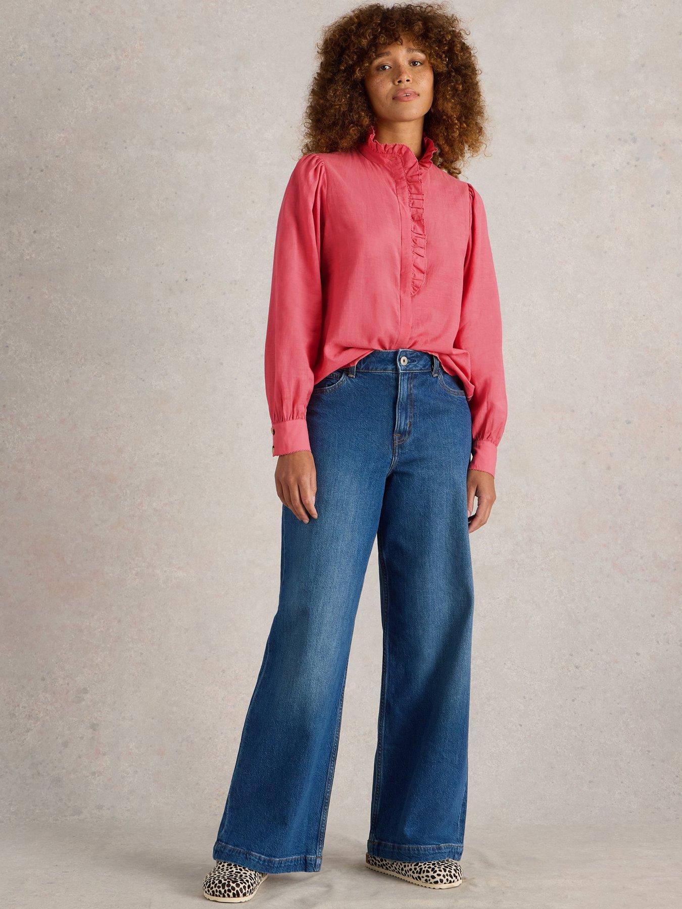 undefined Pauline Frill Neck Top - Pink
