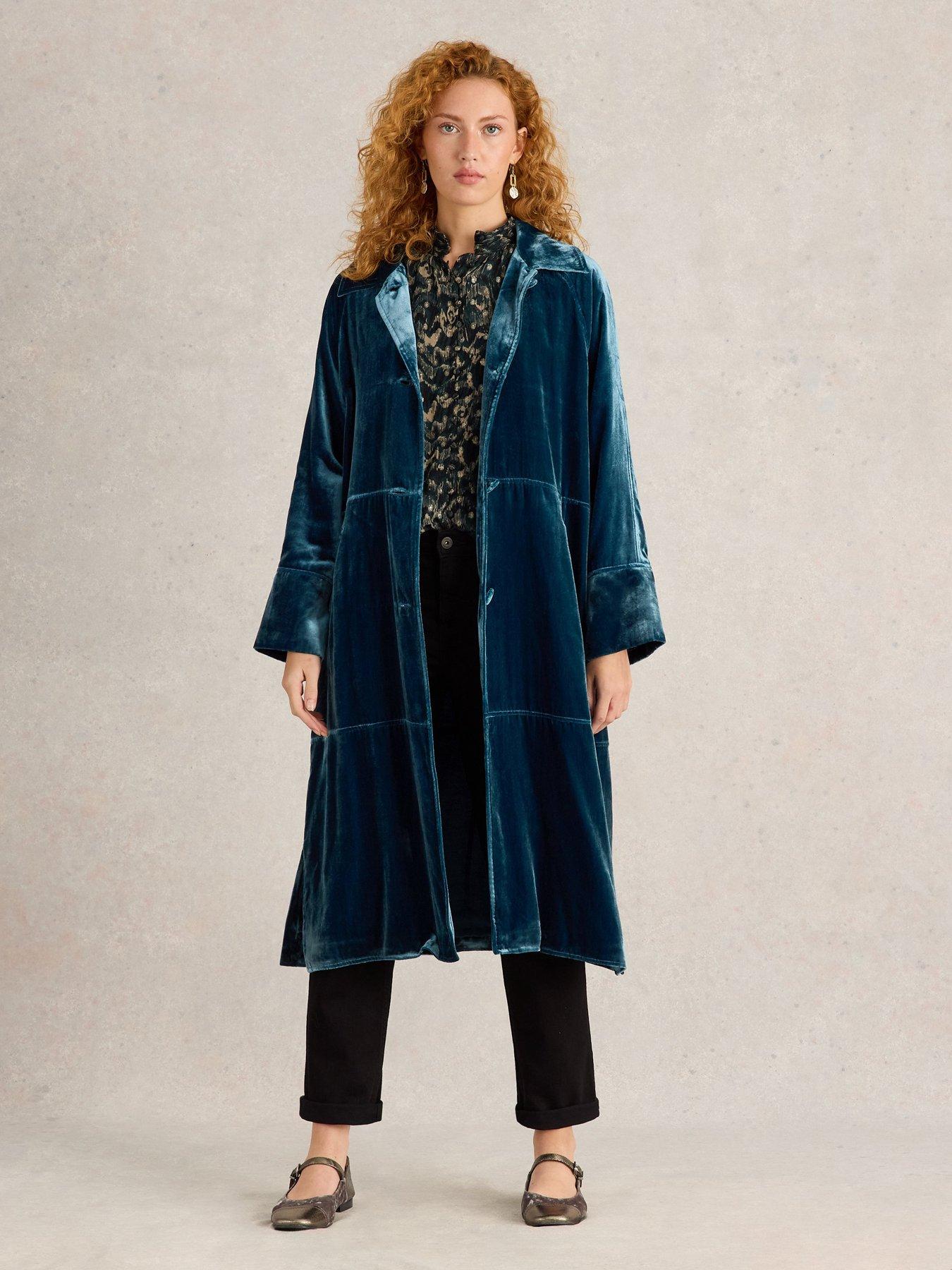 Freya Velvet Duster Coat Green