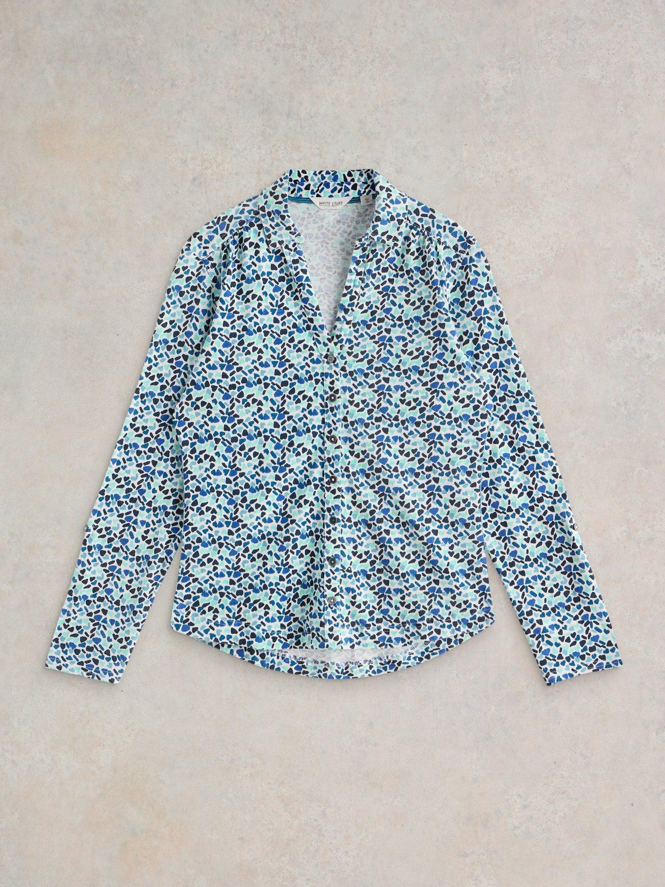 Image 4 of 6 of White Stuff Annie Jersey Shirt - Blue