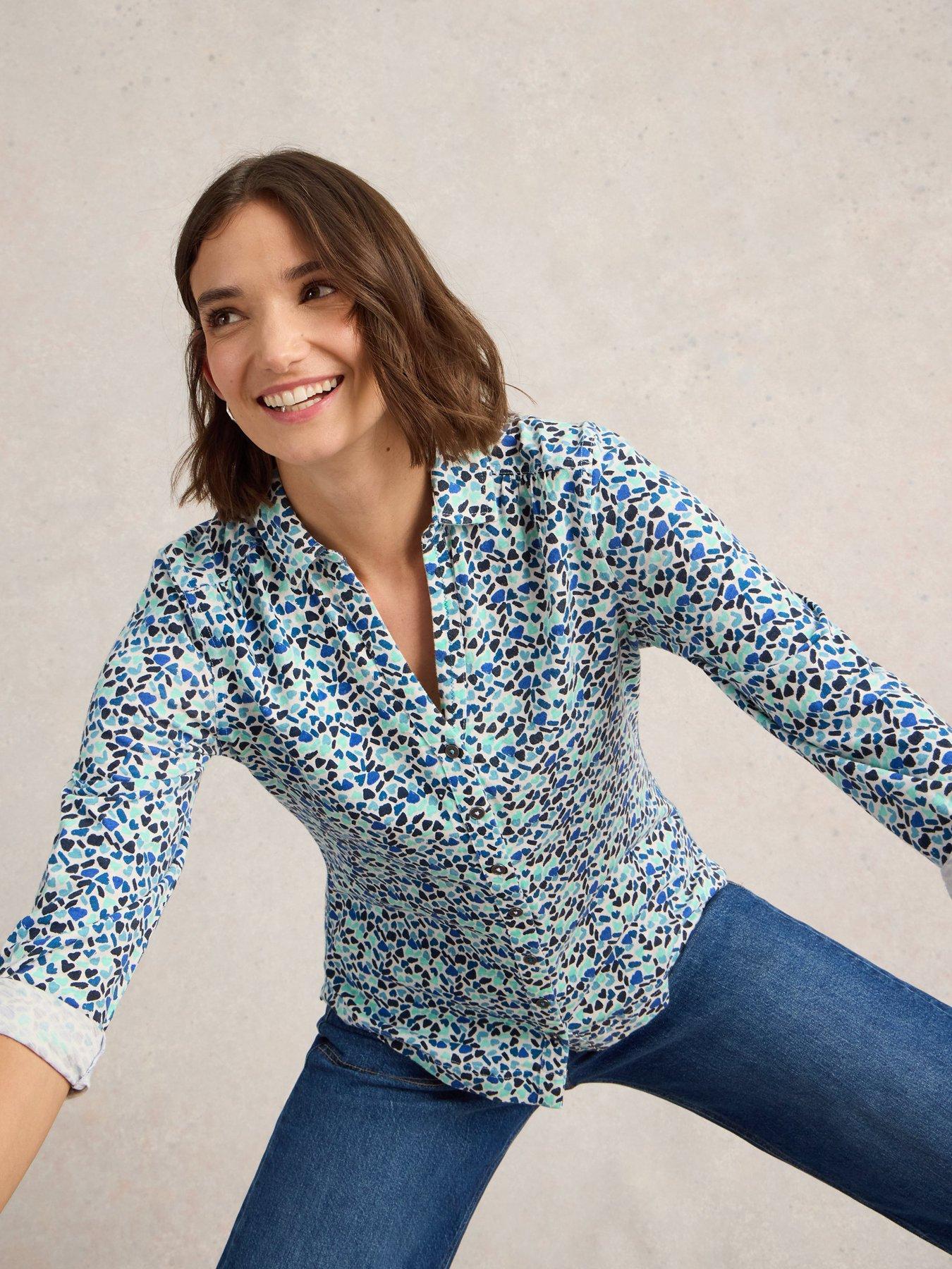 Image 6 of 6 of White Stuff Annie Jersey Shirt - Blue
