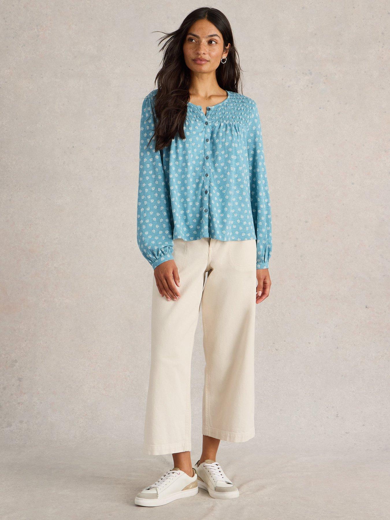 undefined Daniella Shirred Top - Blue