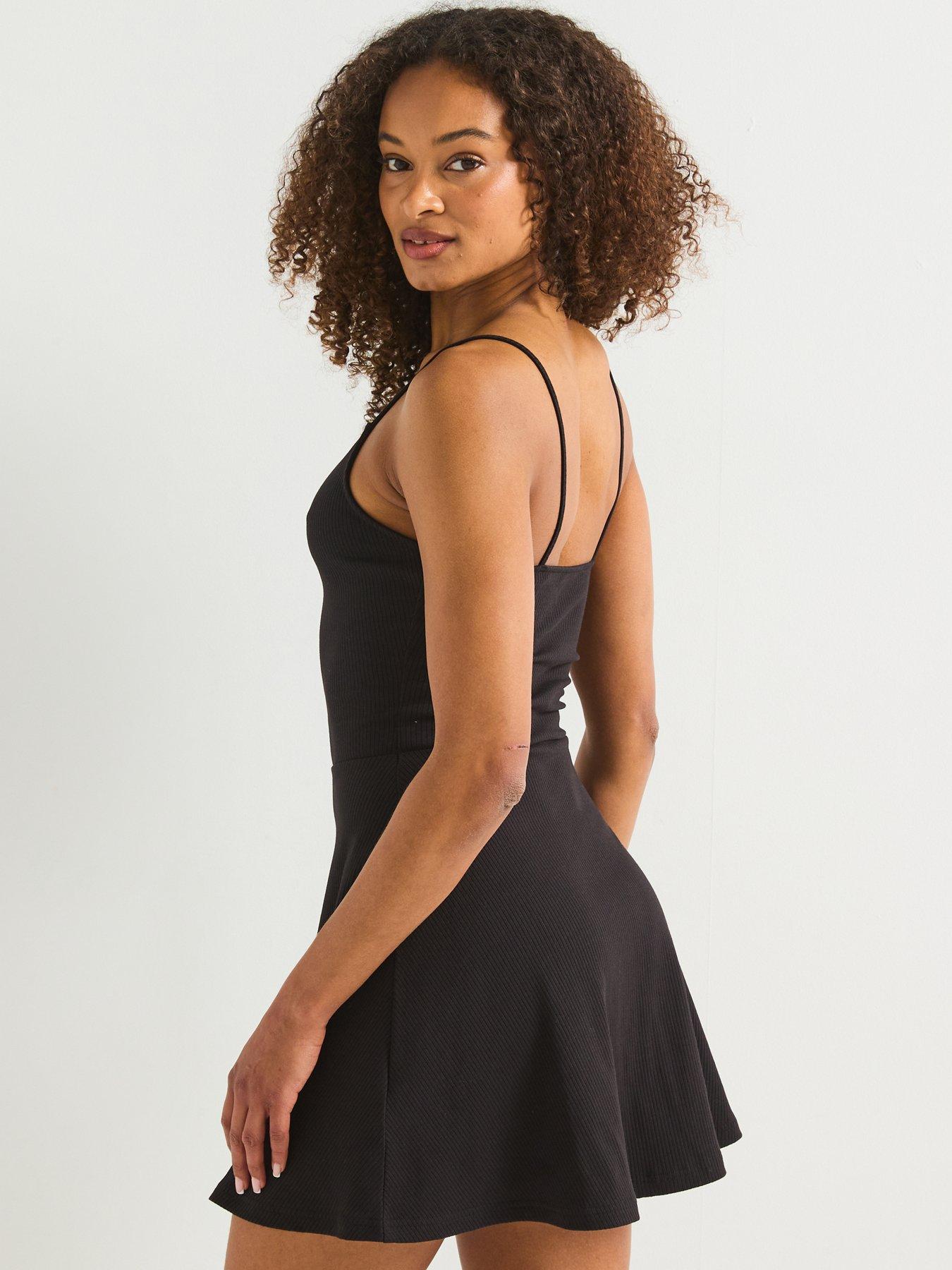 Image 2 of 6 of Puma Womens Wardrobe Essentials Ribbed Flared Short Dress - Puma Black