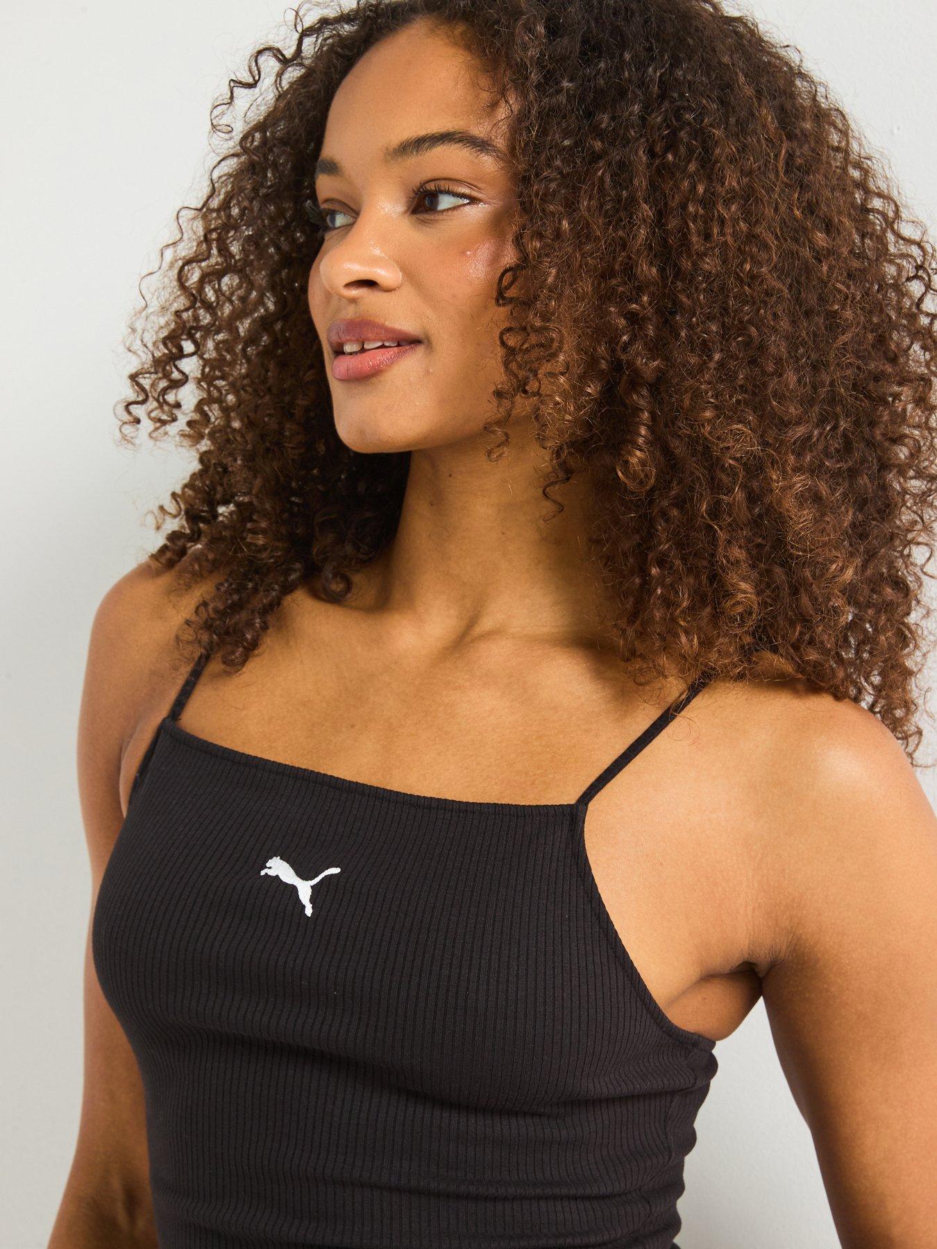 Image 4 of 6 of Puma Womens Wardrobe Essentials Ribbed Flared Short Dress - Puma Black