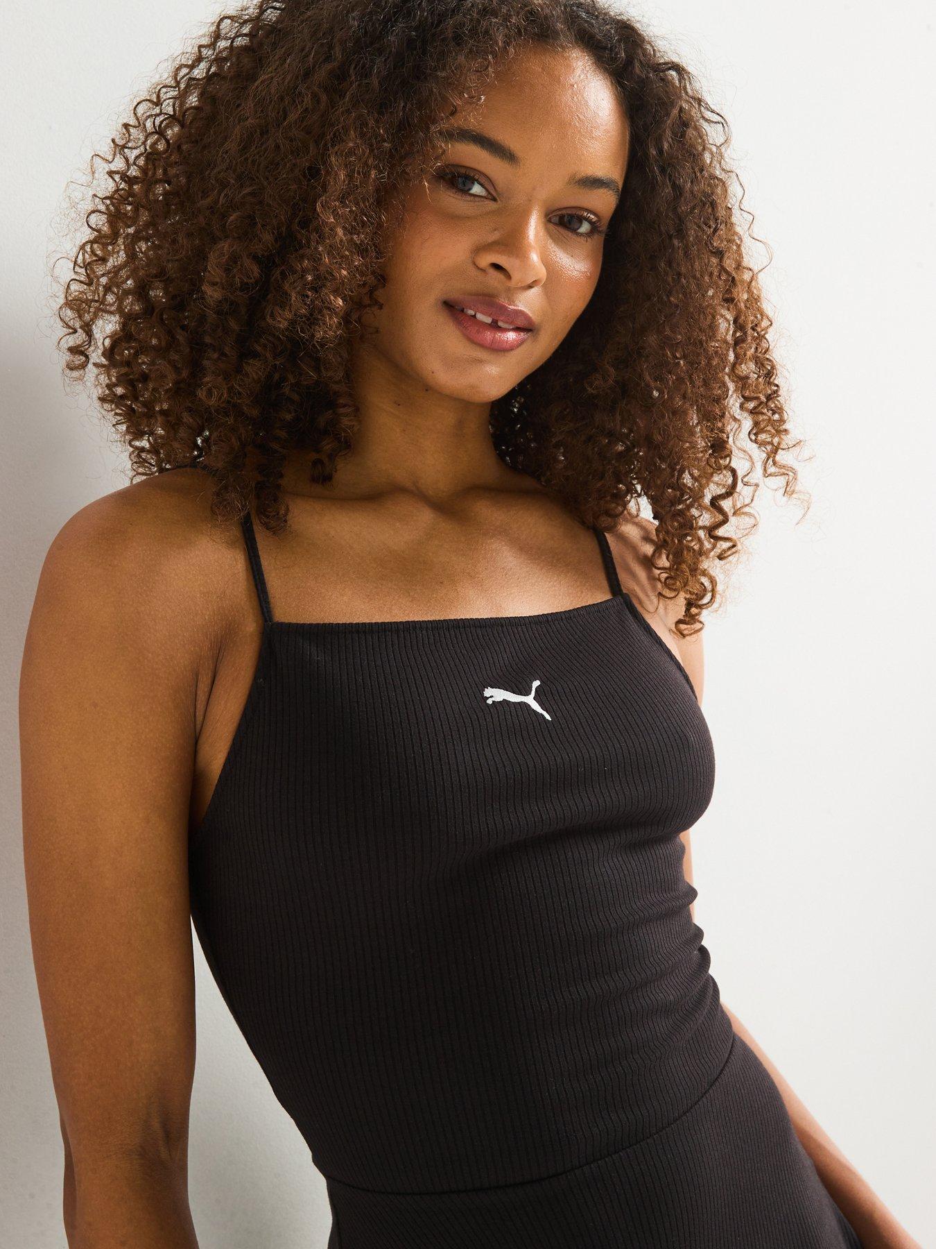Image 6 of 6 of Puma Womens Wardrobe Essentials Ribbed Flared Short Dress - Puma Black