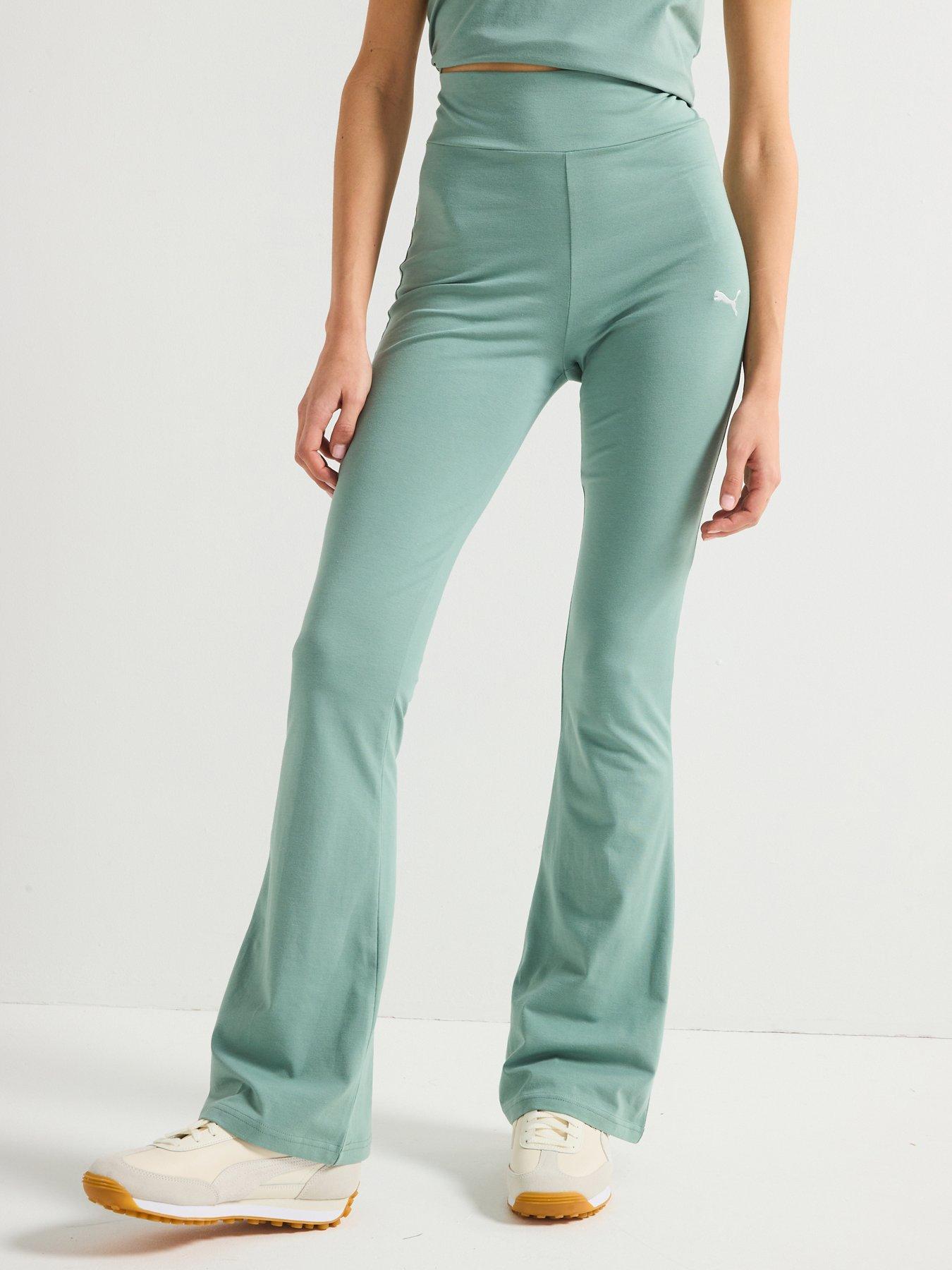 undefined Womens Essentials Logo High-Waisted Flared Leggings - Green