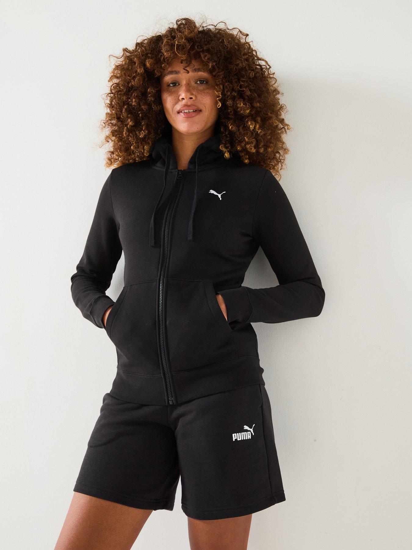 undefined Womens Essentials Logo Full Zip Hoodie - Puma Black