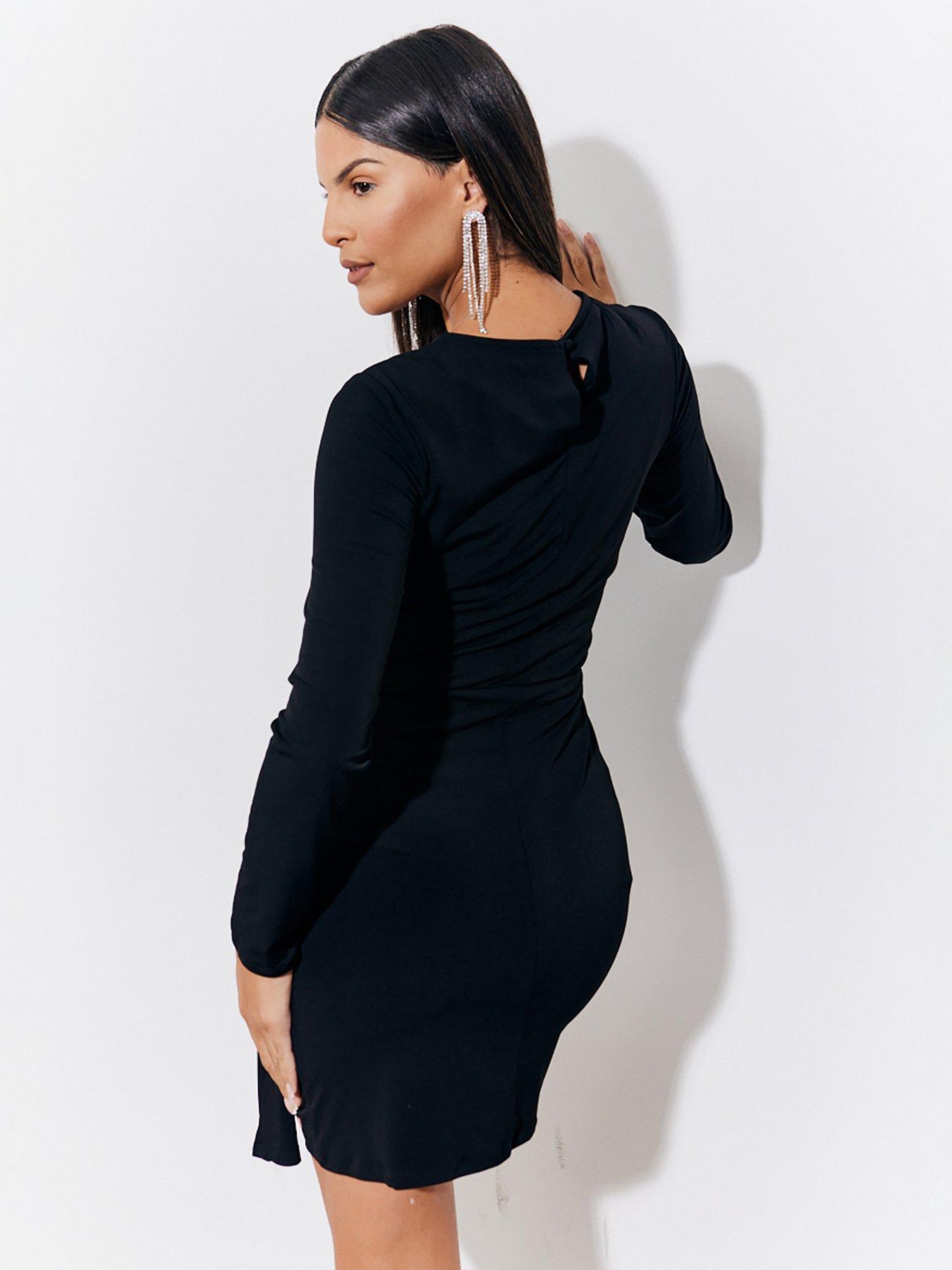 In The Style Jac Jossa Drape Detail Long Sleeve Sculpting Mini Dress ...