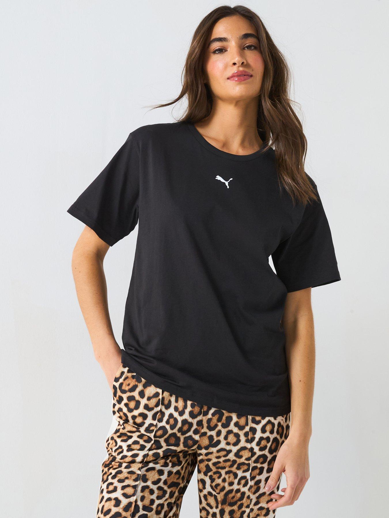 undefined Womens Essentials Logo Relaxed Leggings - Black - Puma Black