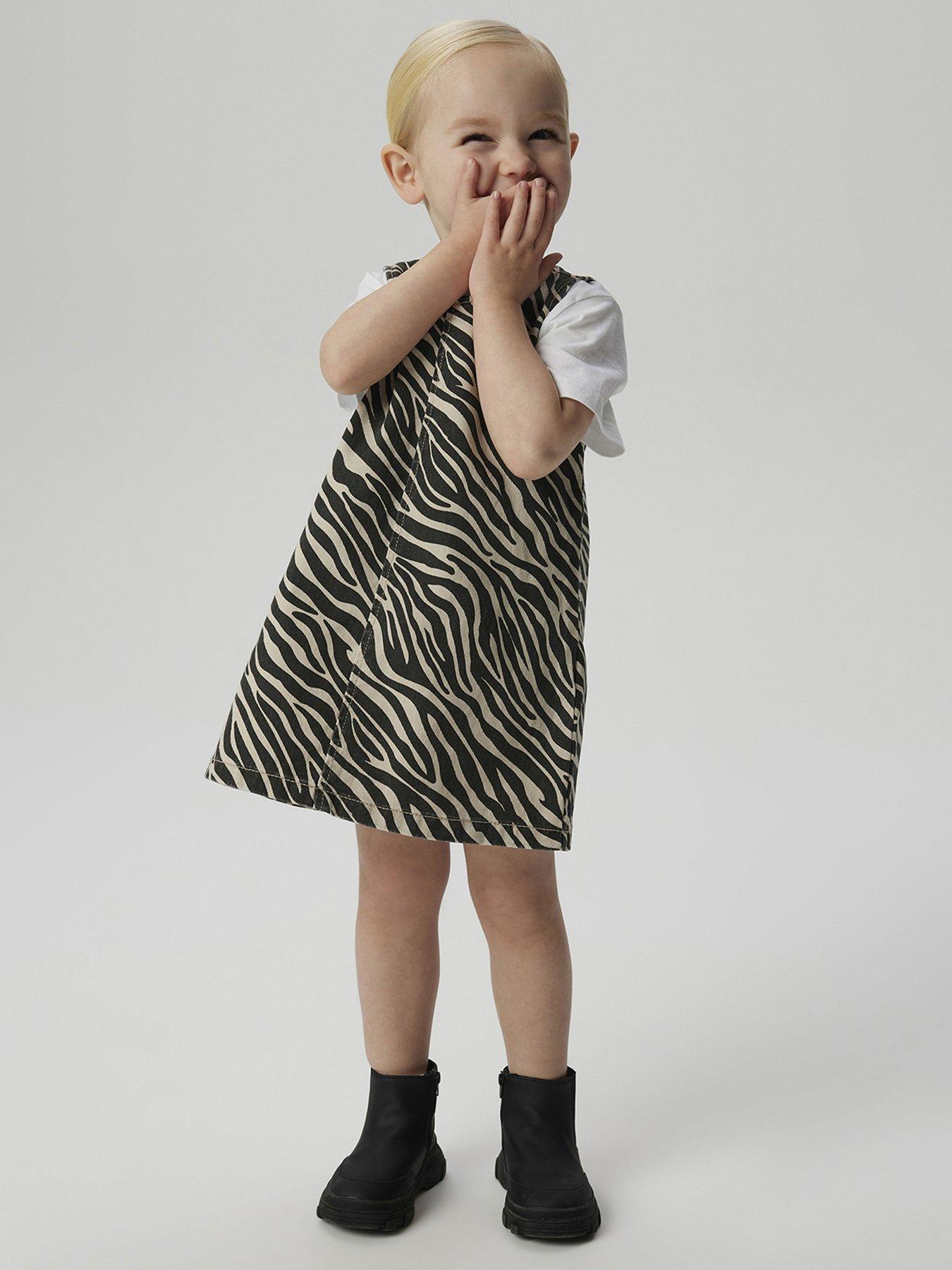 undefined Mini Girls Zebra Print Dress - Black