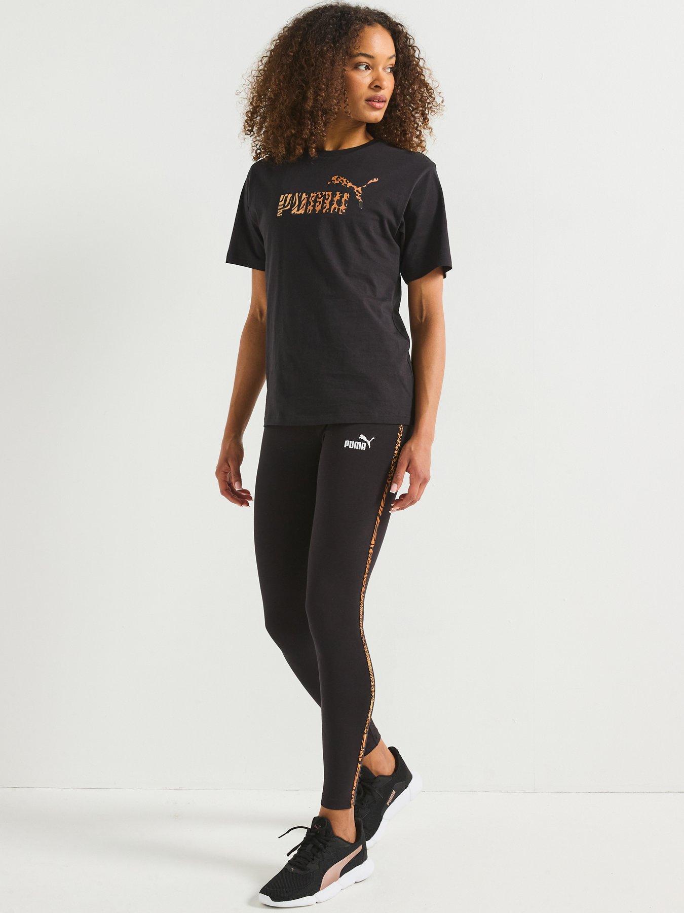 Image 3 of 6 of Puma Womens Essentials Graphic Animal Leggings - Leopard - Black