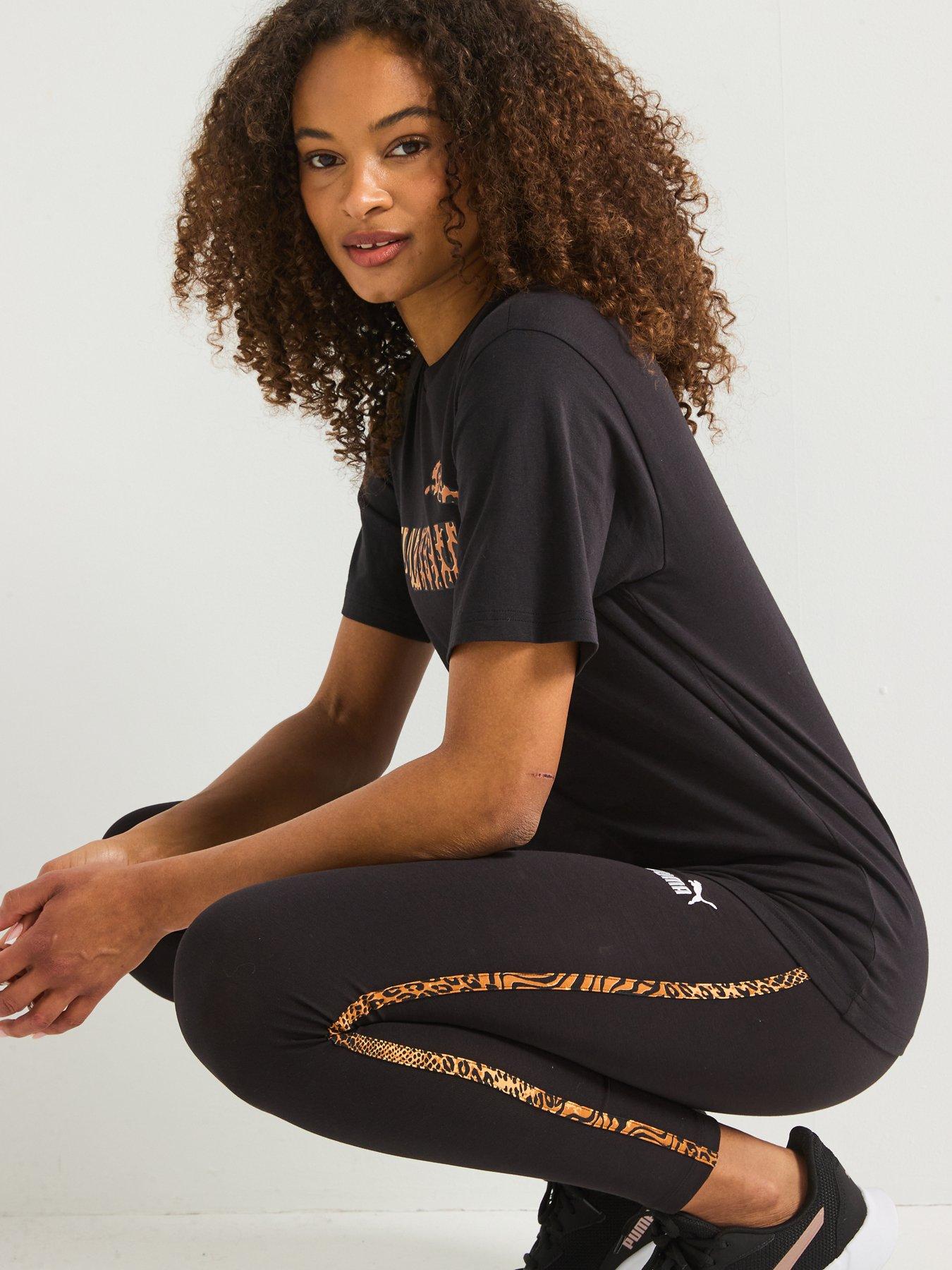 Image 6 of 6 of Puma Womens Essentials Graphic Animal Leggings - Leopard - Black