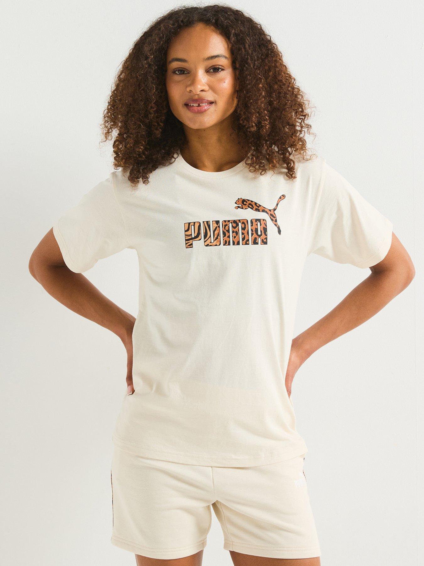 Puma Women's Essential Animal Graphic Tee, Alpine Snow, Size S, Women
