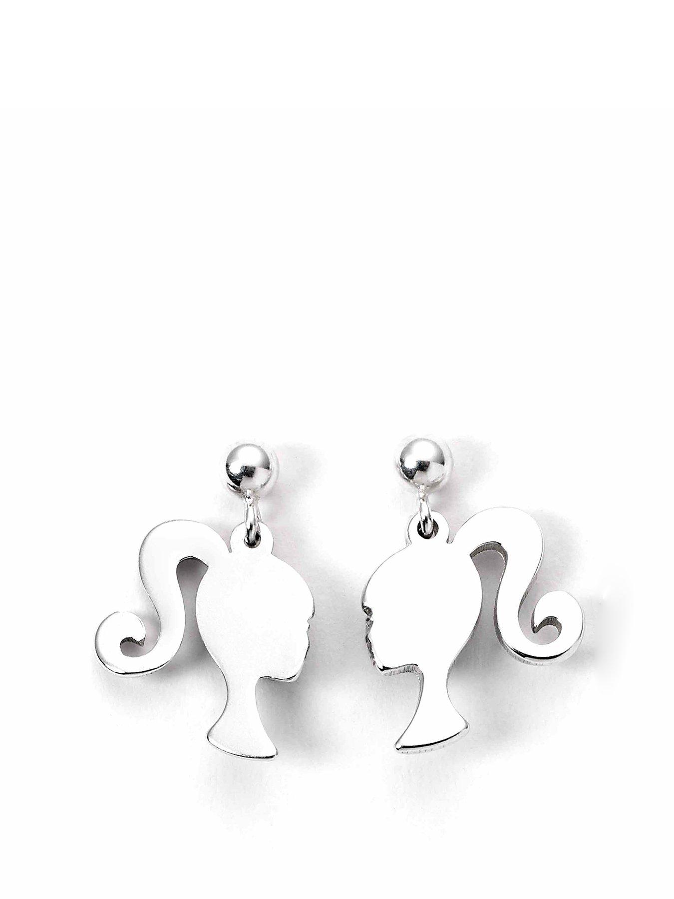 Product photograph of Barbie Sterling Silver Silhouette Stud Earrings from very.co.uk