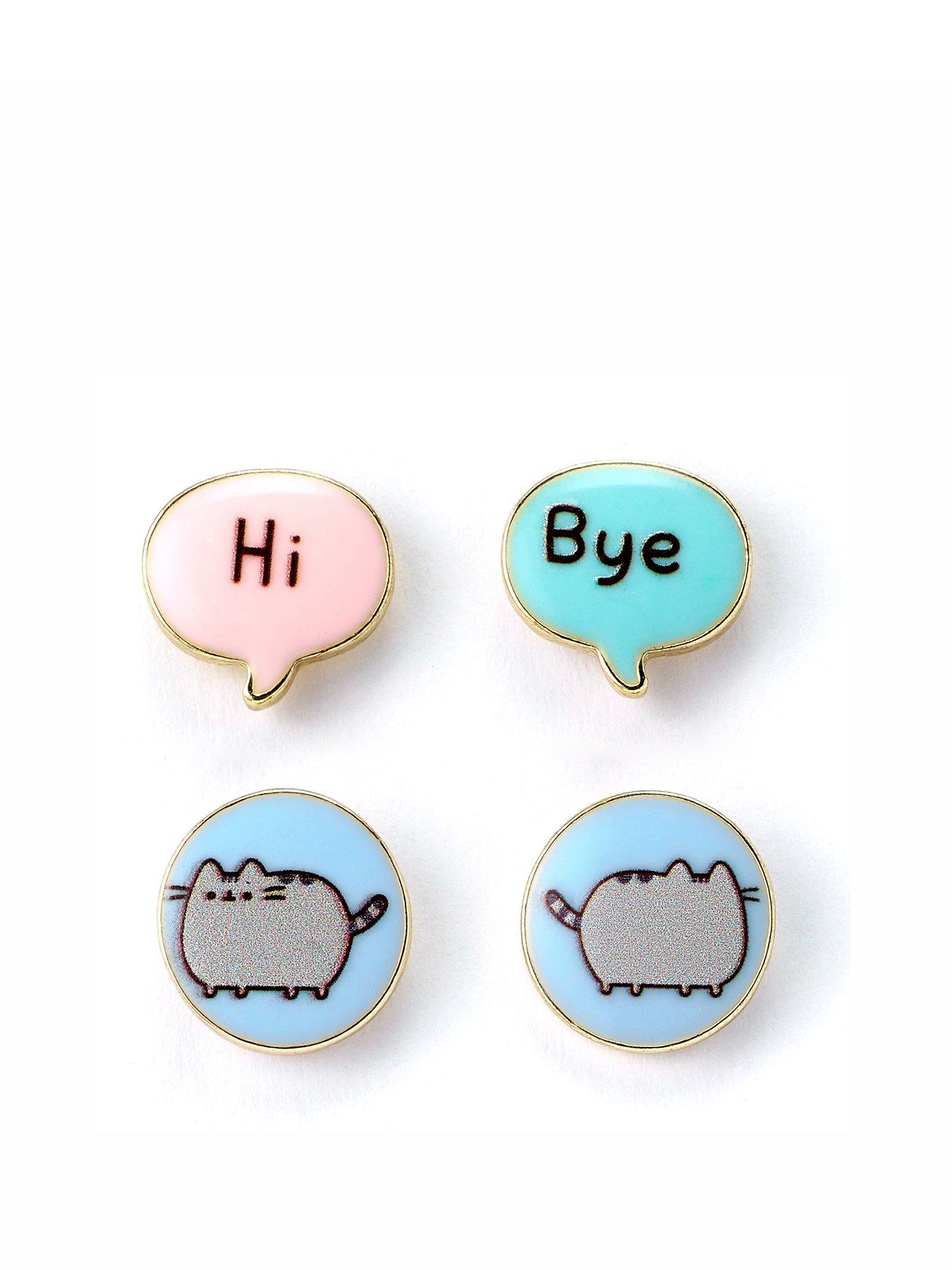 Product photograph of Pusheen The Cat Hi Bye Stud Earrings Set from very.co.uk