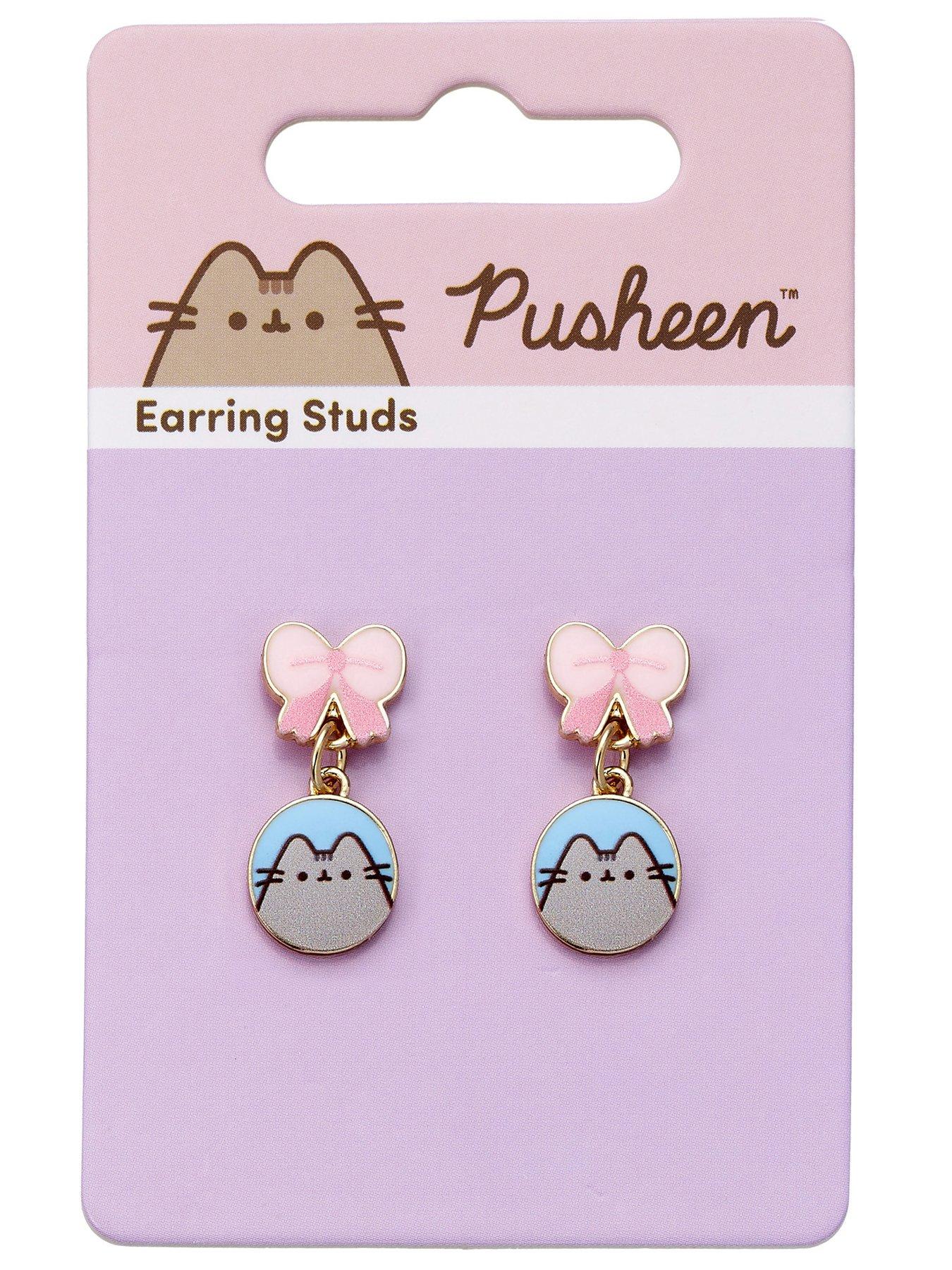 Image 3 of 3 of Pusheen the Cat Pink Bows Drop Earrings