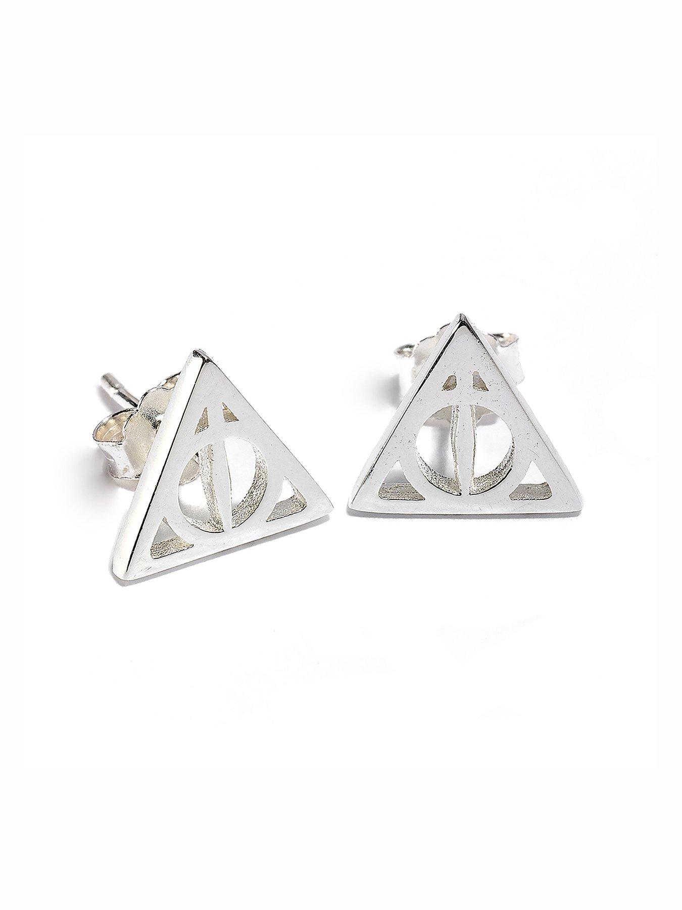 undefined Sterling Silver Deathly Hallows Stud Earrings