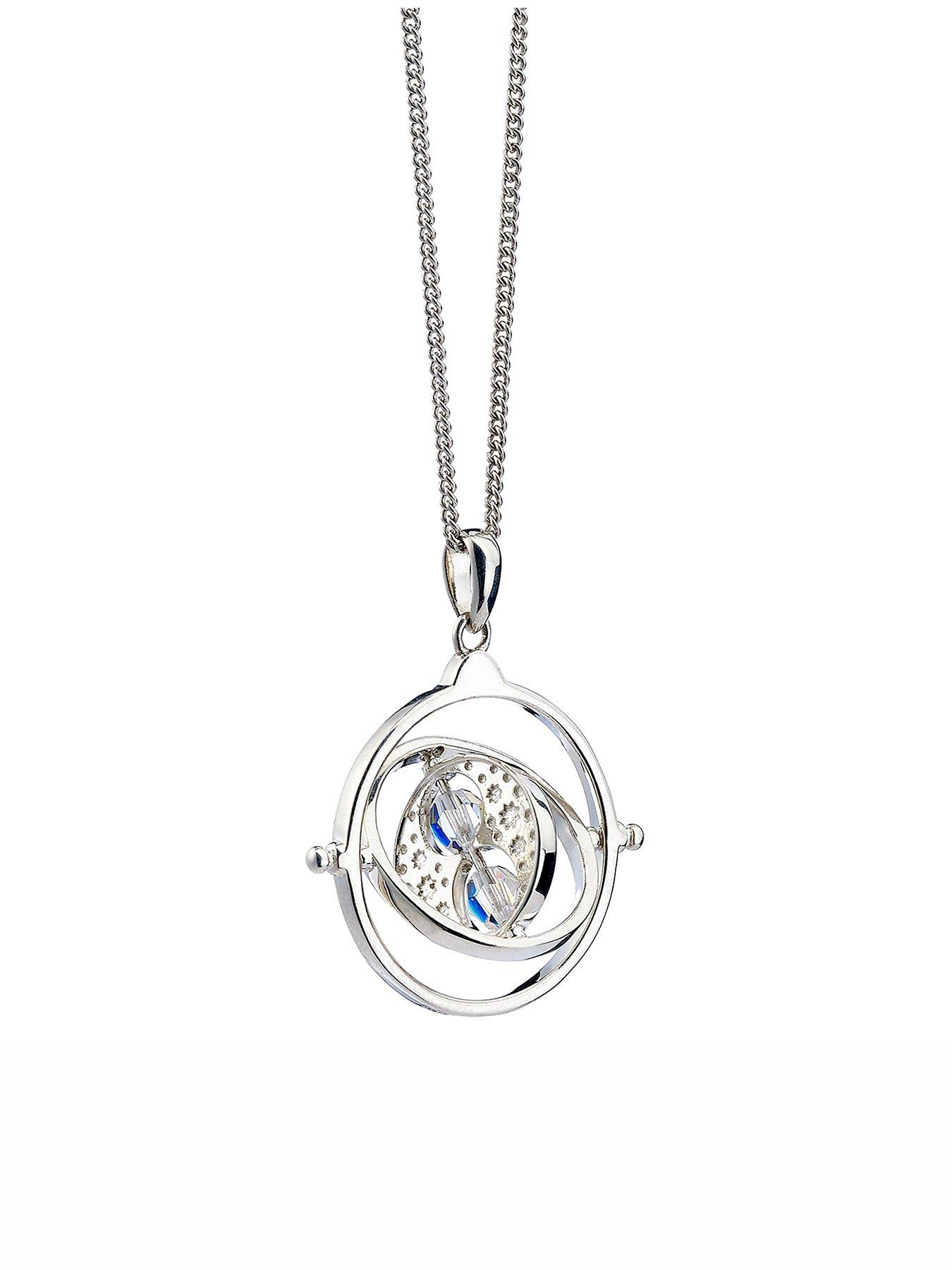 Harry Potter Sterling Silver Time Turner Necklace with Crystals