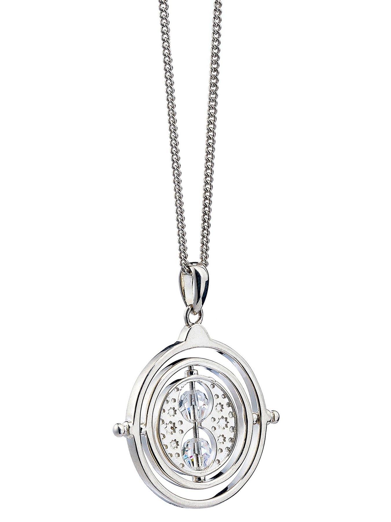 Harry Potter Sterling Silver Time Turner Necklace with Crystals Very