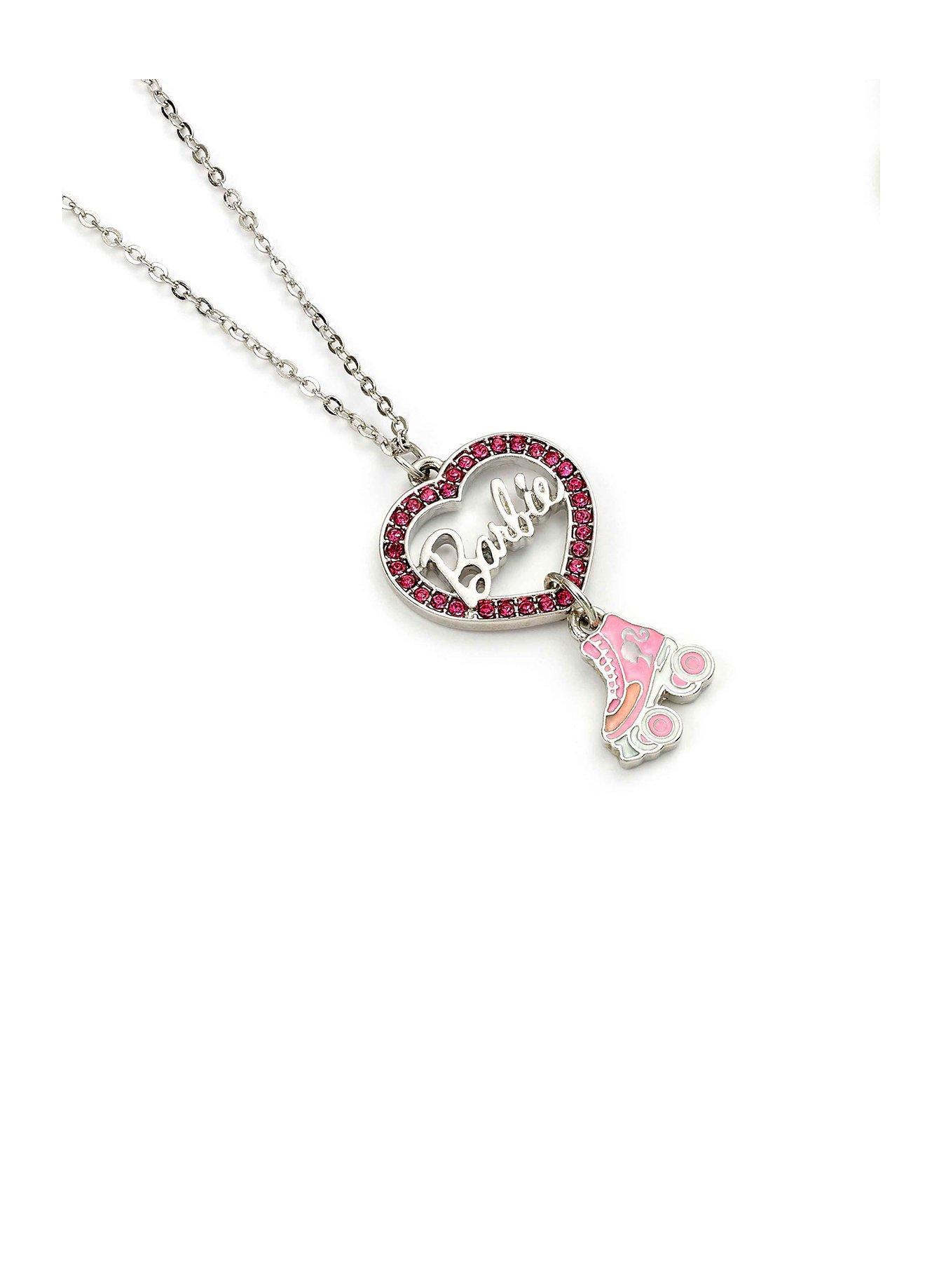 Product photograph of Barbie Crystal Heart And Roller Skate Necklace from very.co.uk