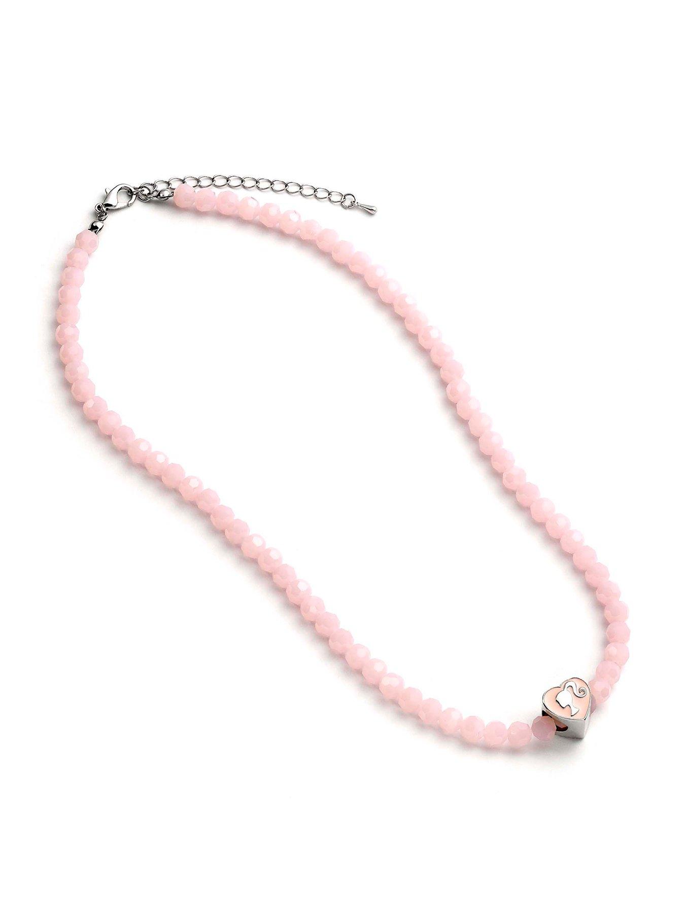 Image 2 of 4 of Barbie Pink Bead Necklace with Heart Charm