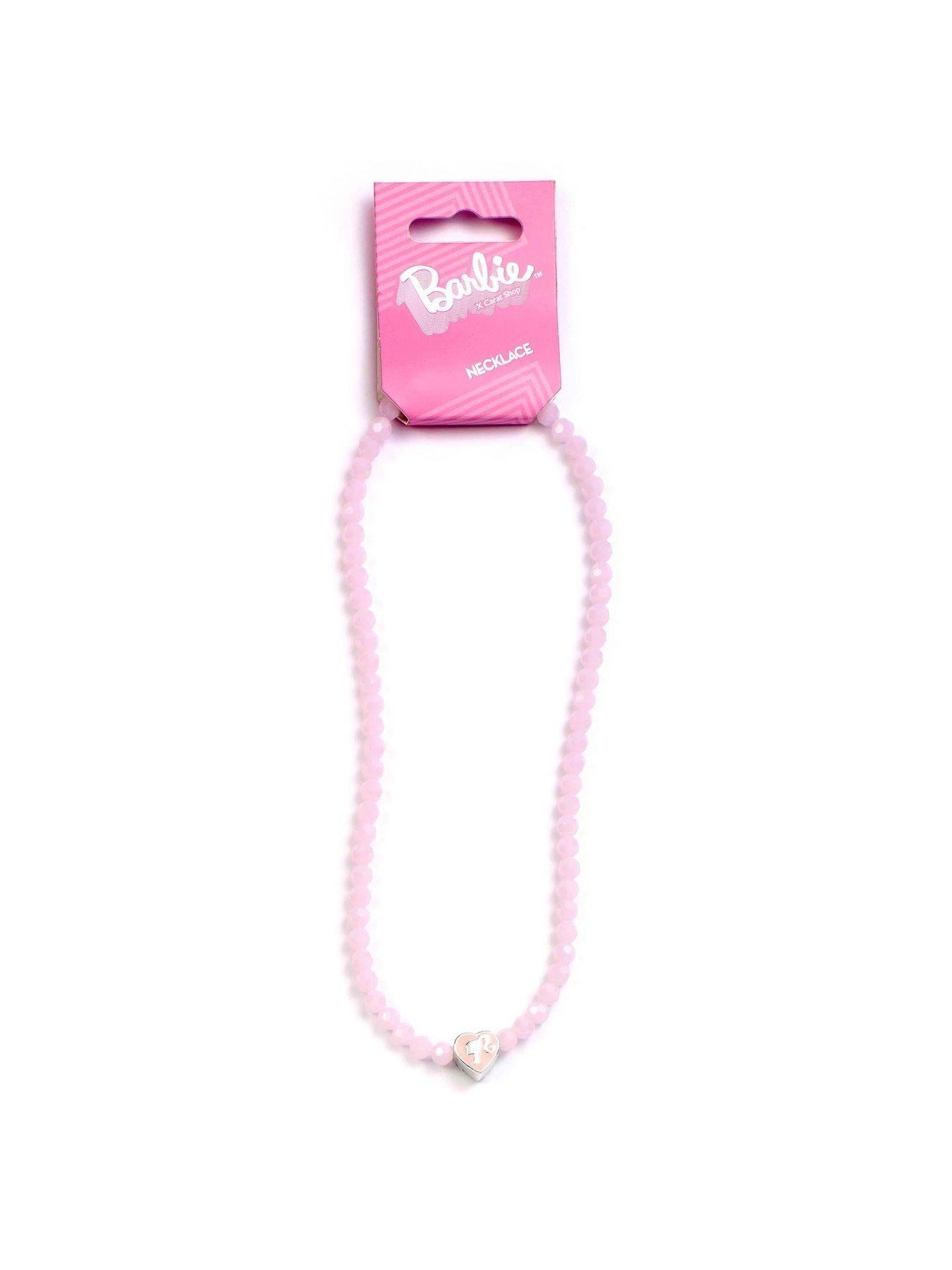 Pink Bead Necklace with Heart Shaped Bead Charm