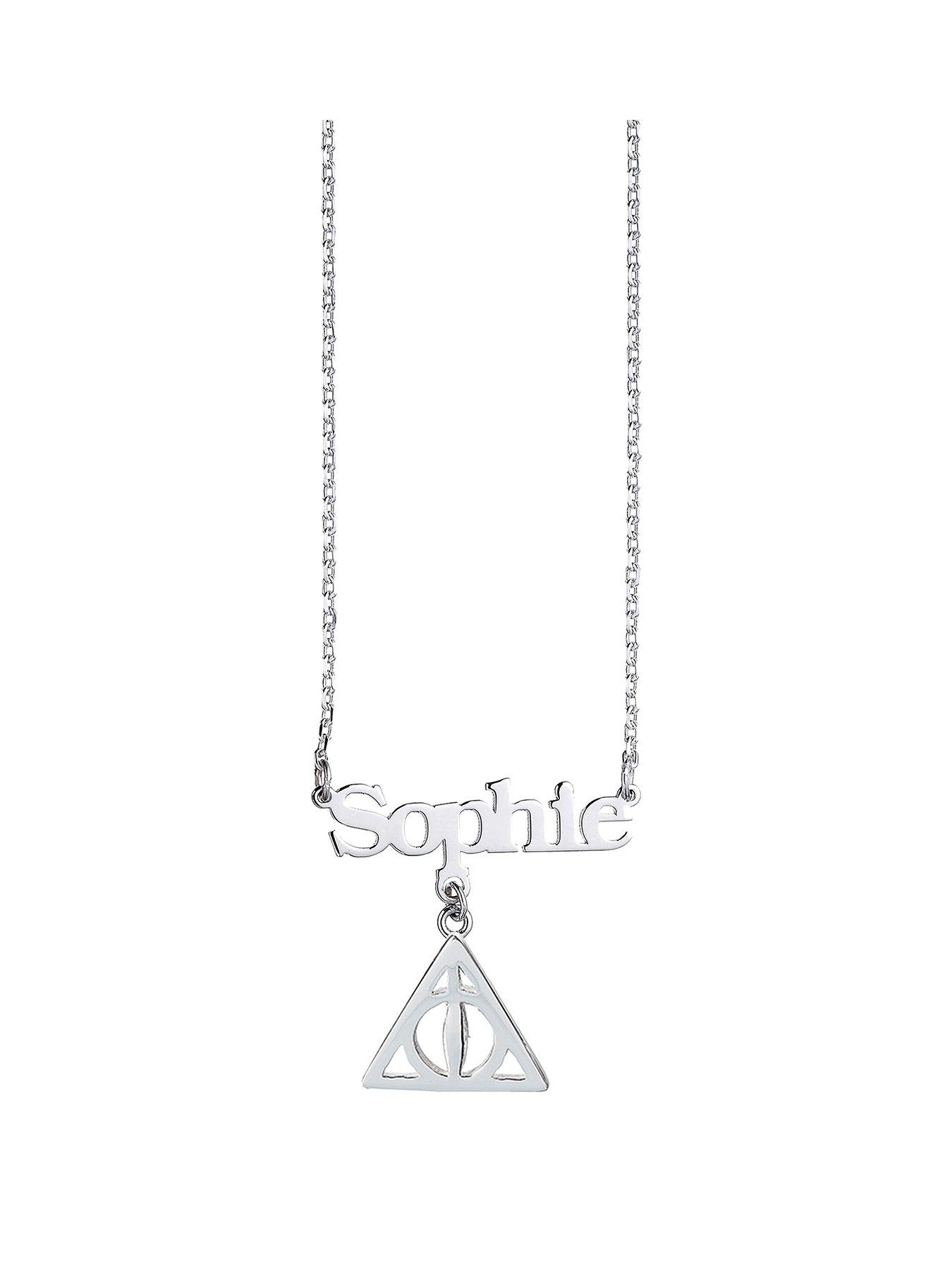 Product photograph of Harry Potter Sterling Silver Personalised Necklace With Deathly Hallows Charm from very.co.uk