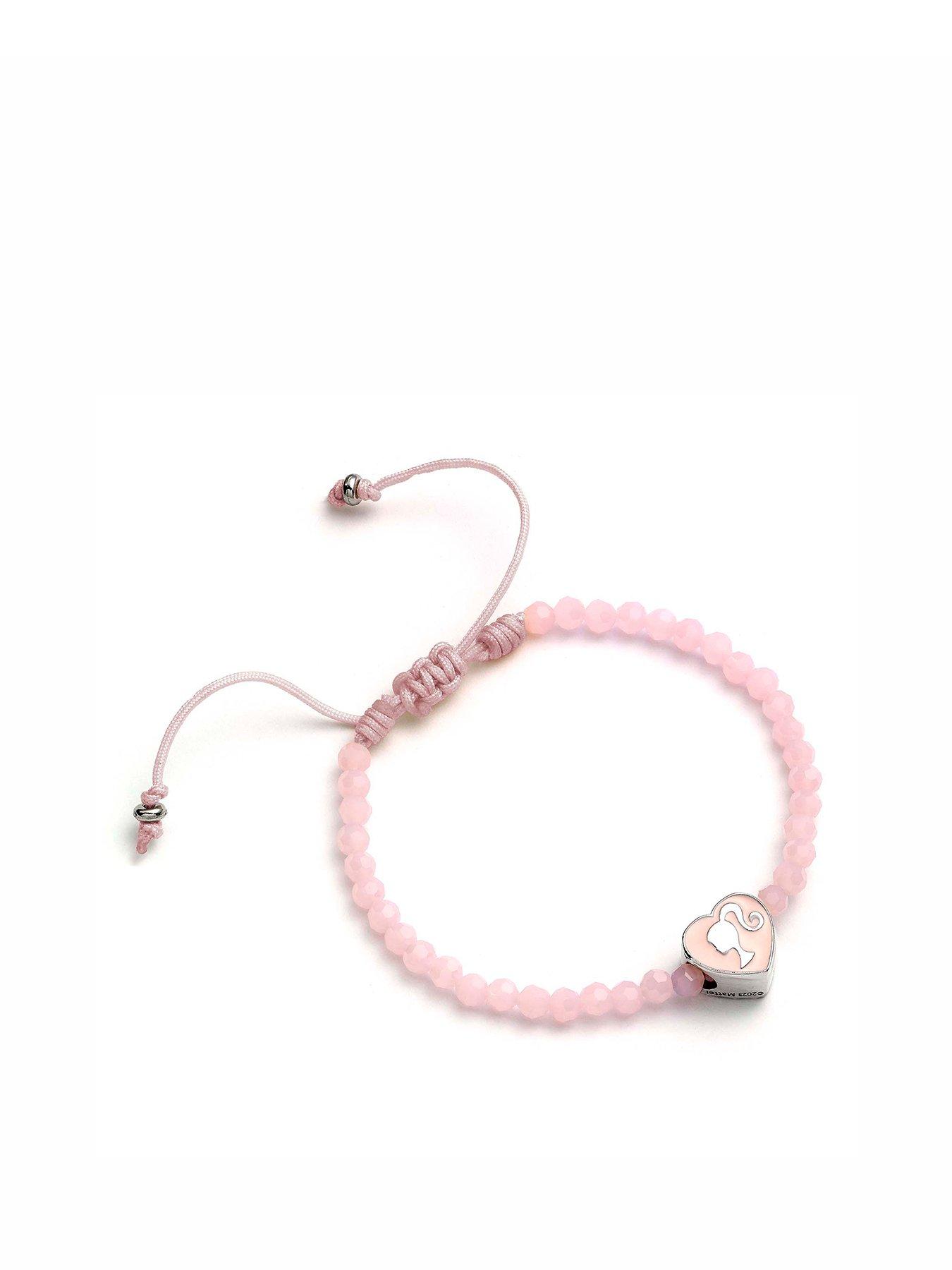 Product photograph of Barbie Pink Bead Friendship Bracelet With Heart Shaped Bead from very.co.uk