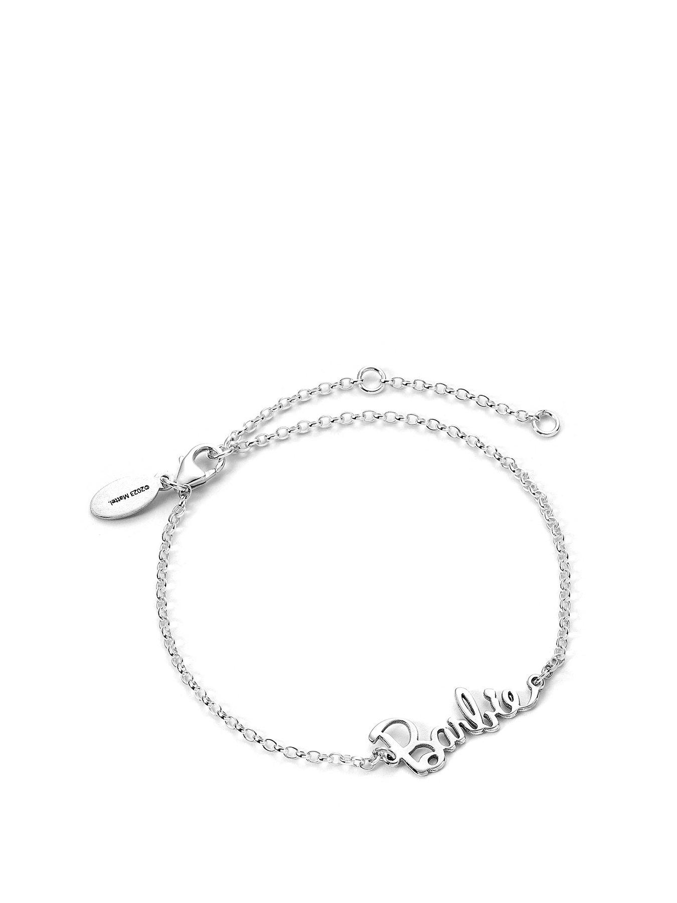 Product photograph of Barbie Sterling Silver Name Logo Bracelet from very.co.uk