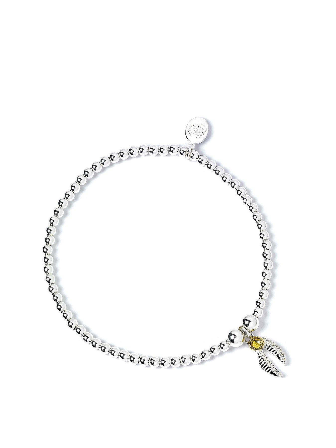 Product photograph of Harry Potter Sterling Silver Ball Bead Bracelet With Snitch Charm from very.co.uk