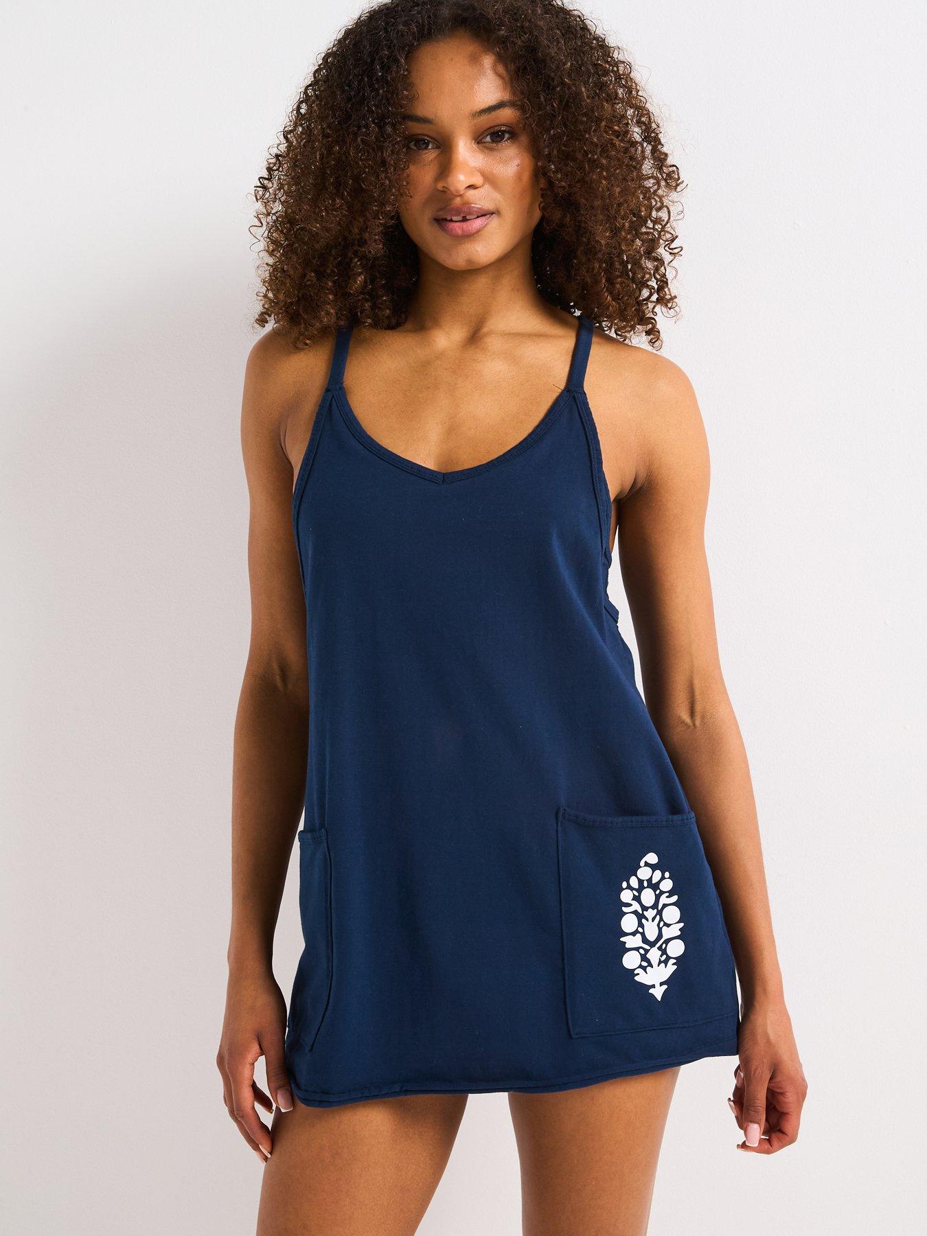 Image 1 of 5 of FP Movement Womens Training Hot Shot Mini Logo Dress - Navy