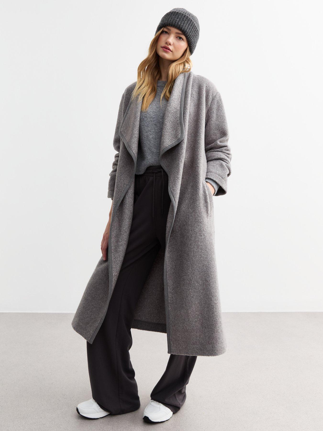 Grey Longline Waterfall Coat New Look Belted Blanket Coat Grey Very