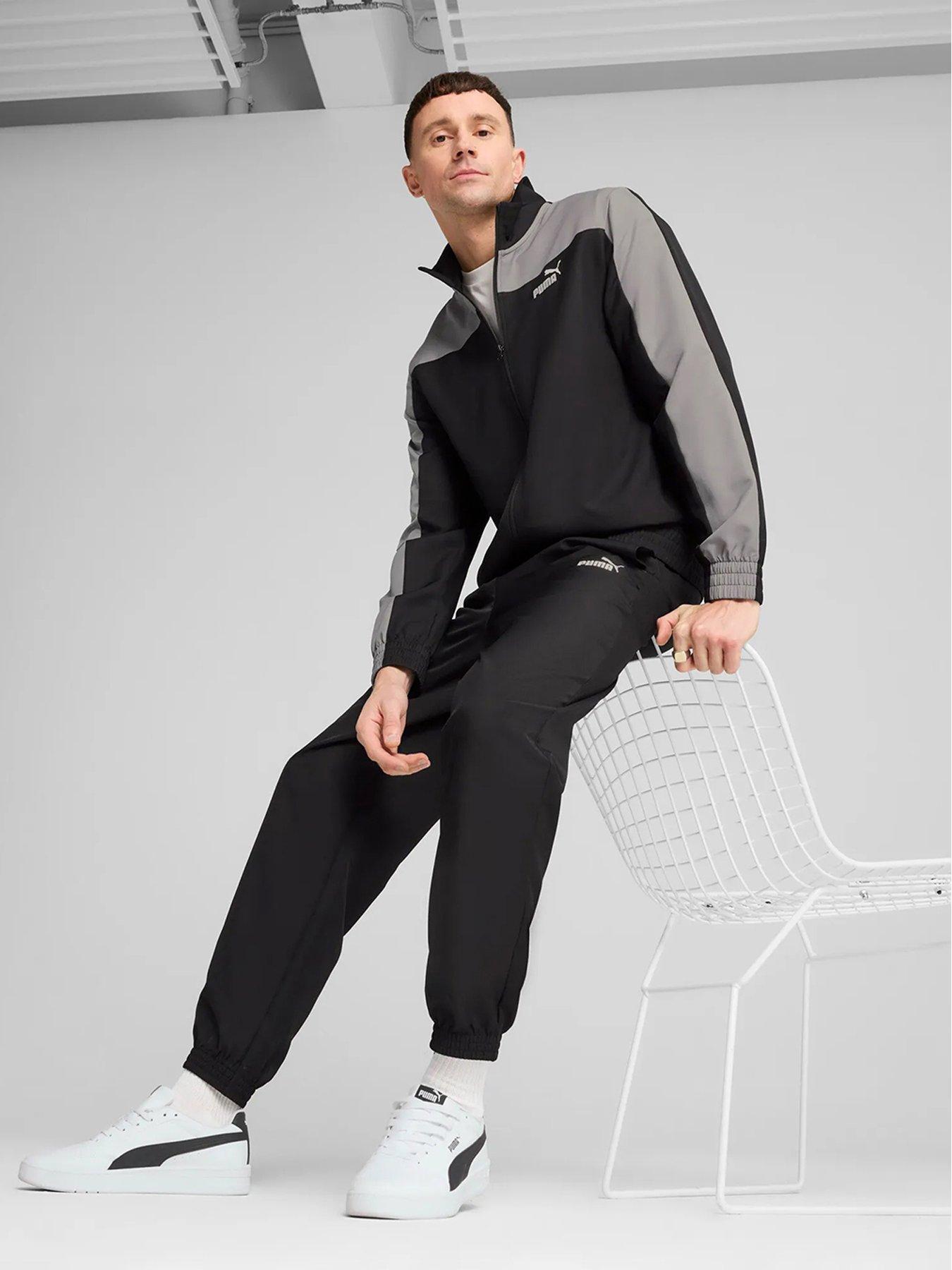 undefined Mens Woven Colorblock Tracksuit - Black