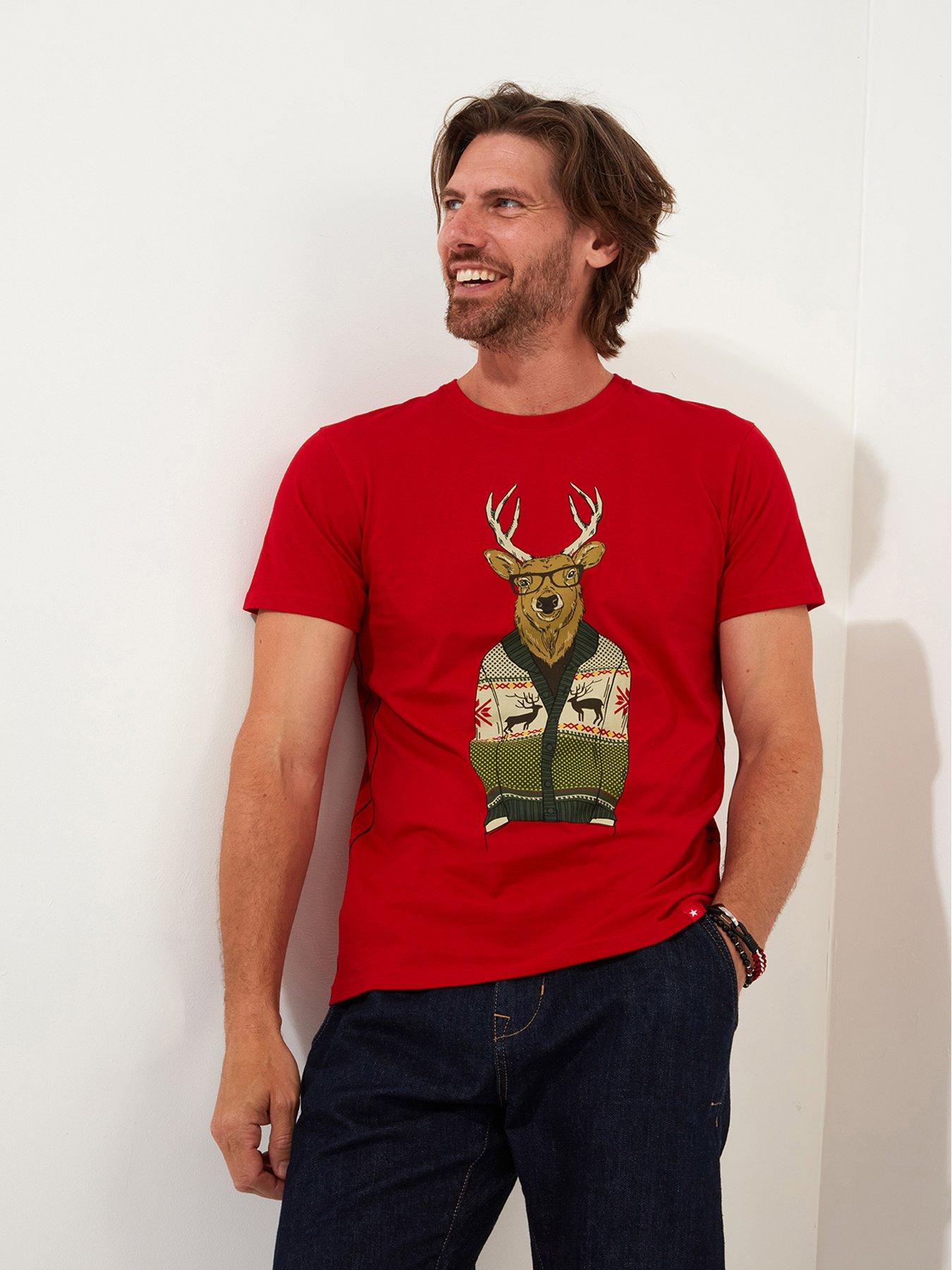 undefined Novelty Christmas Stag Graphic T-shirt - Red