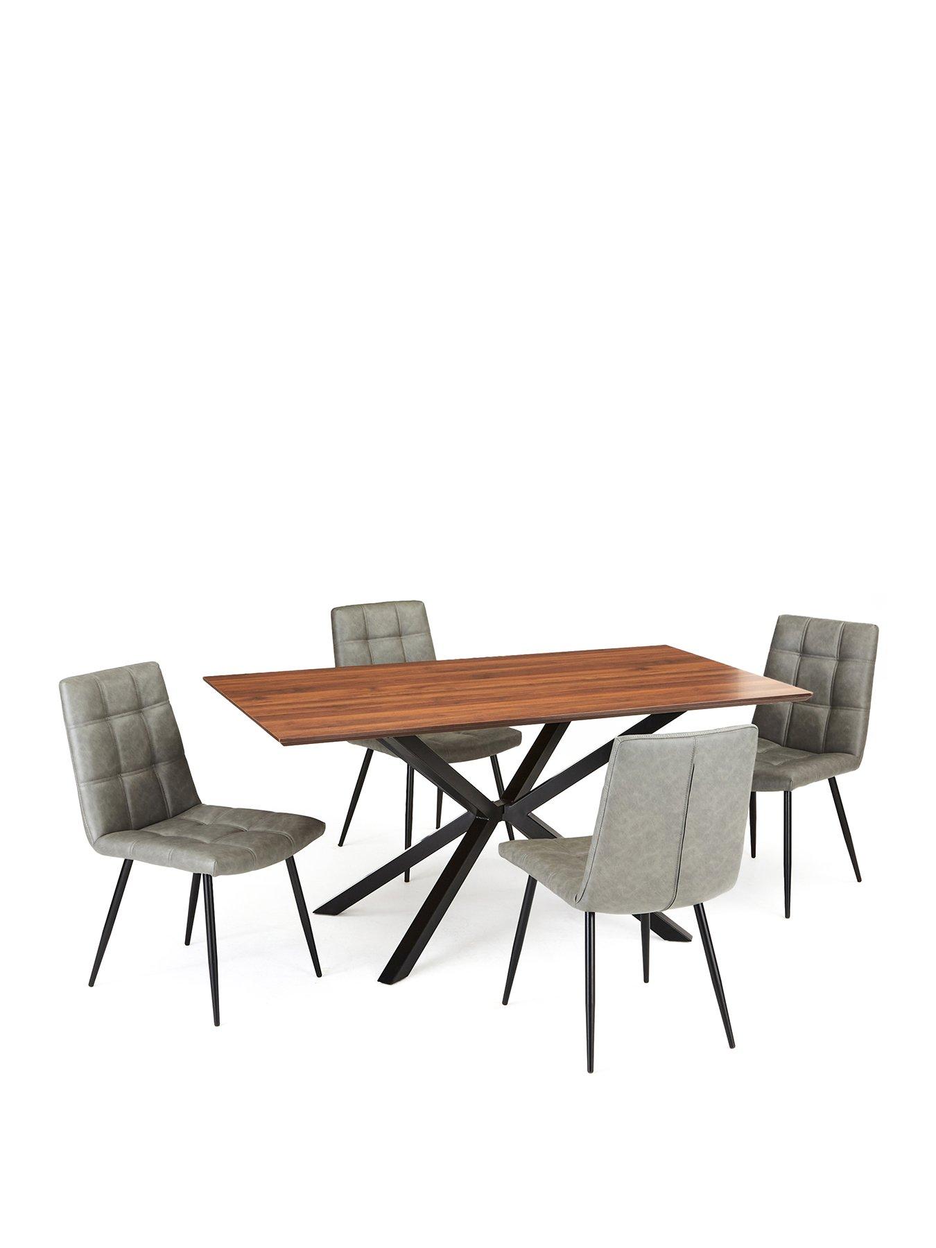 Image 2 of 6 of Very Home Chopstick 160 cm Rectangle Wood Top Dining Table + 4 Harlem Grey Chairs